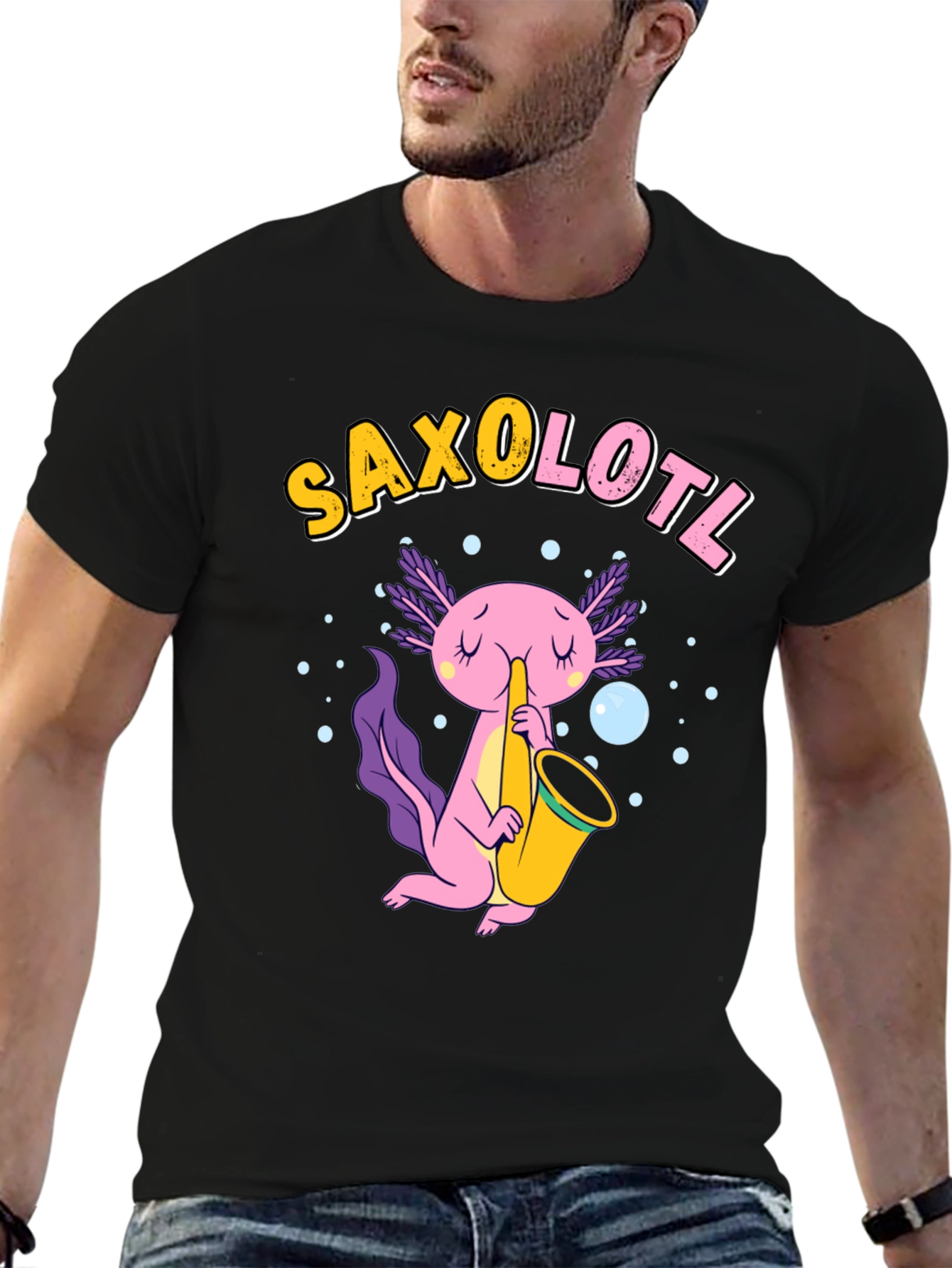 Saxolotl T-Shirt - Funny Axolotl Saxophone Tee