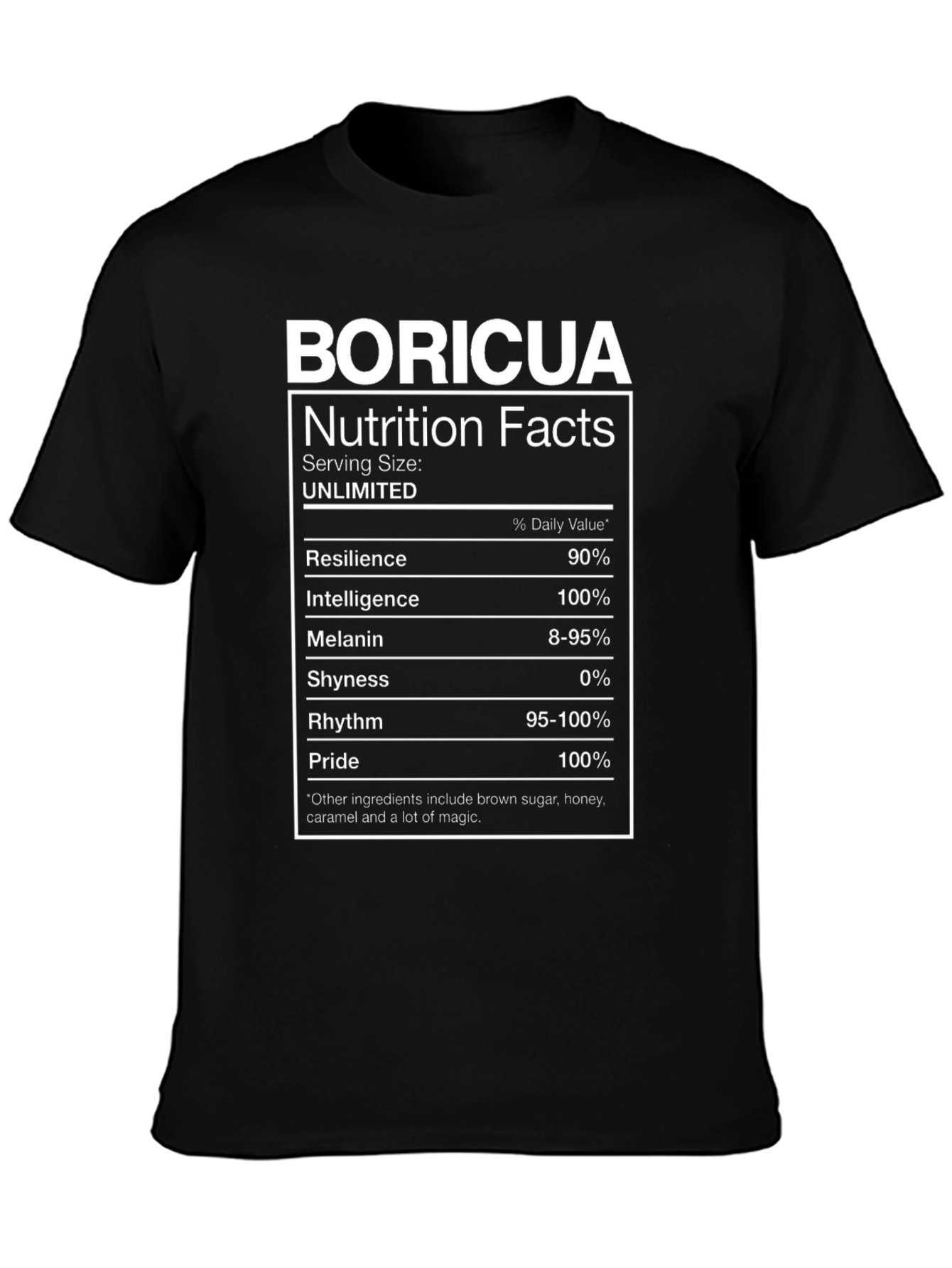 Boricua Nutrition Facts T-Shirt