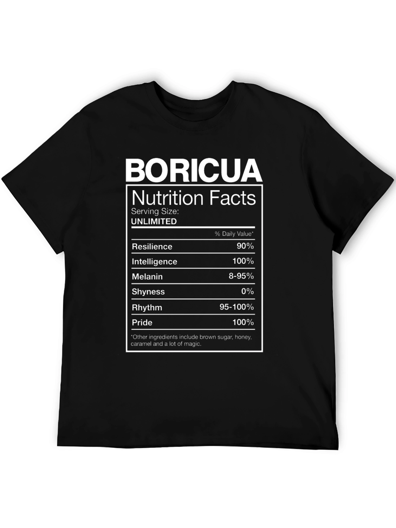 Boricua Nutrition Facts T-Shirt