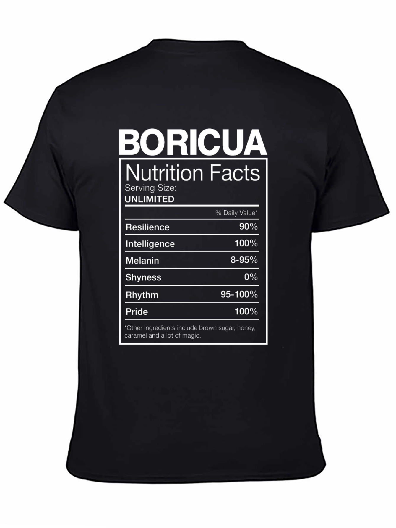 Boricua Nutrition Facts T-Shirt