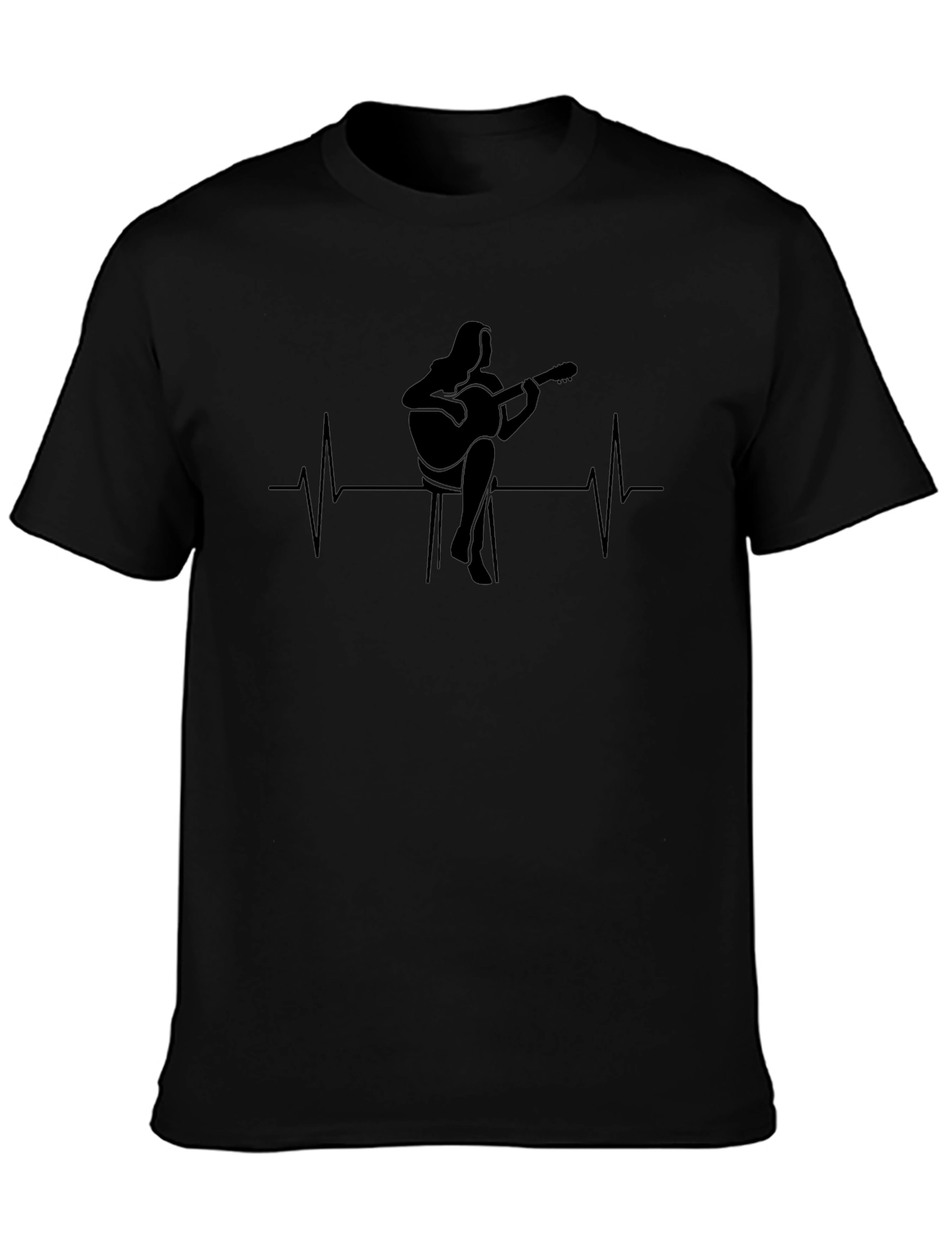 Guitarist Heartbeat Graphic Tee - Black