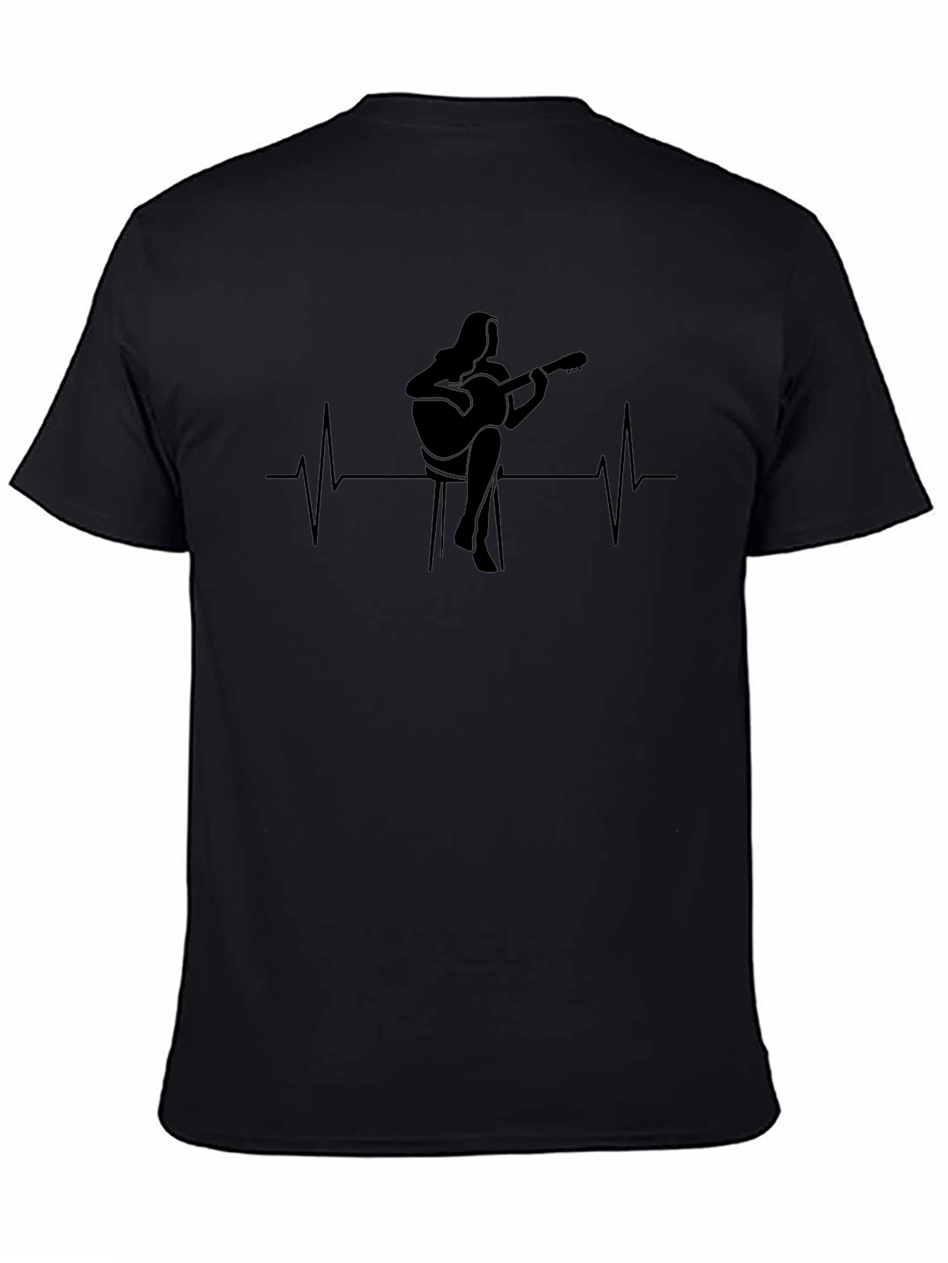 Guitarist Heartbeat Graphic Tee - Black