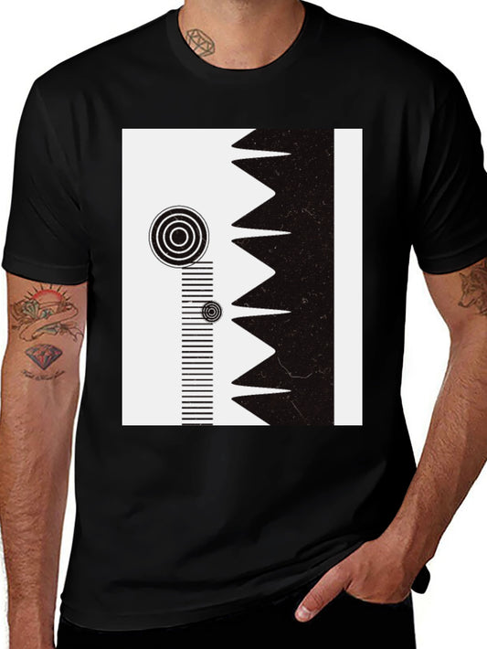 Geometric Print Tee - Modern Black & White Design