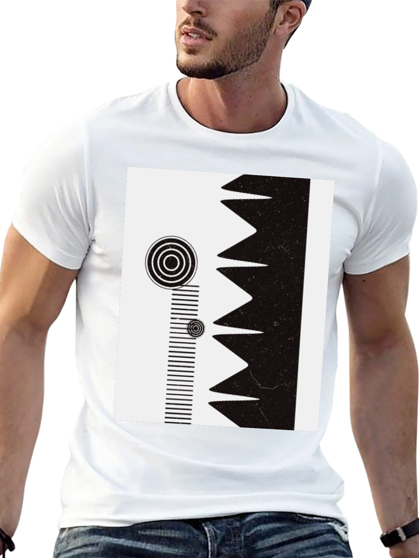 Geometric Print Tee - Modern Black & White Design