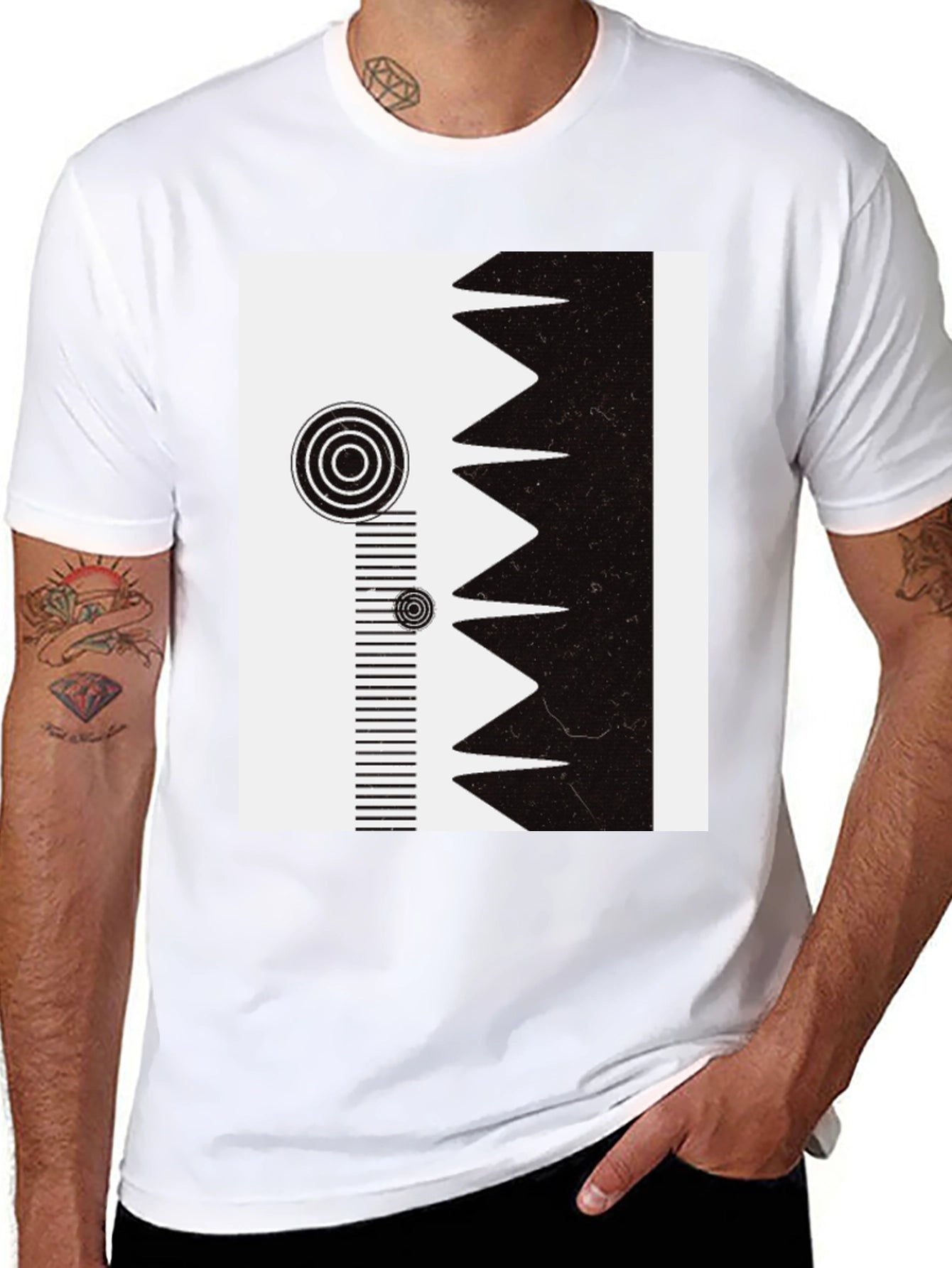 Geometric Print Tee - Modern Black & White Design