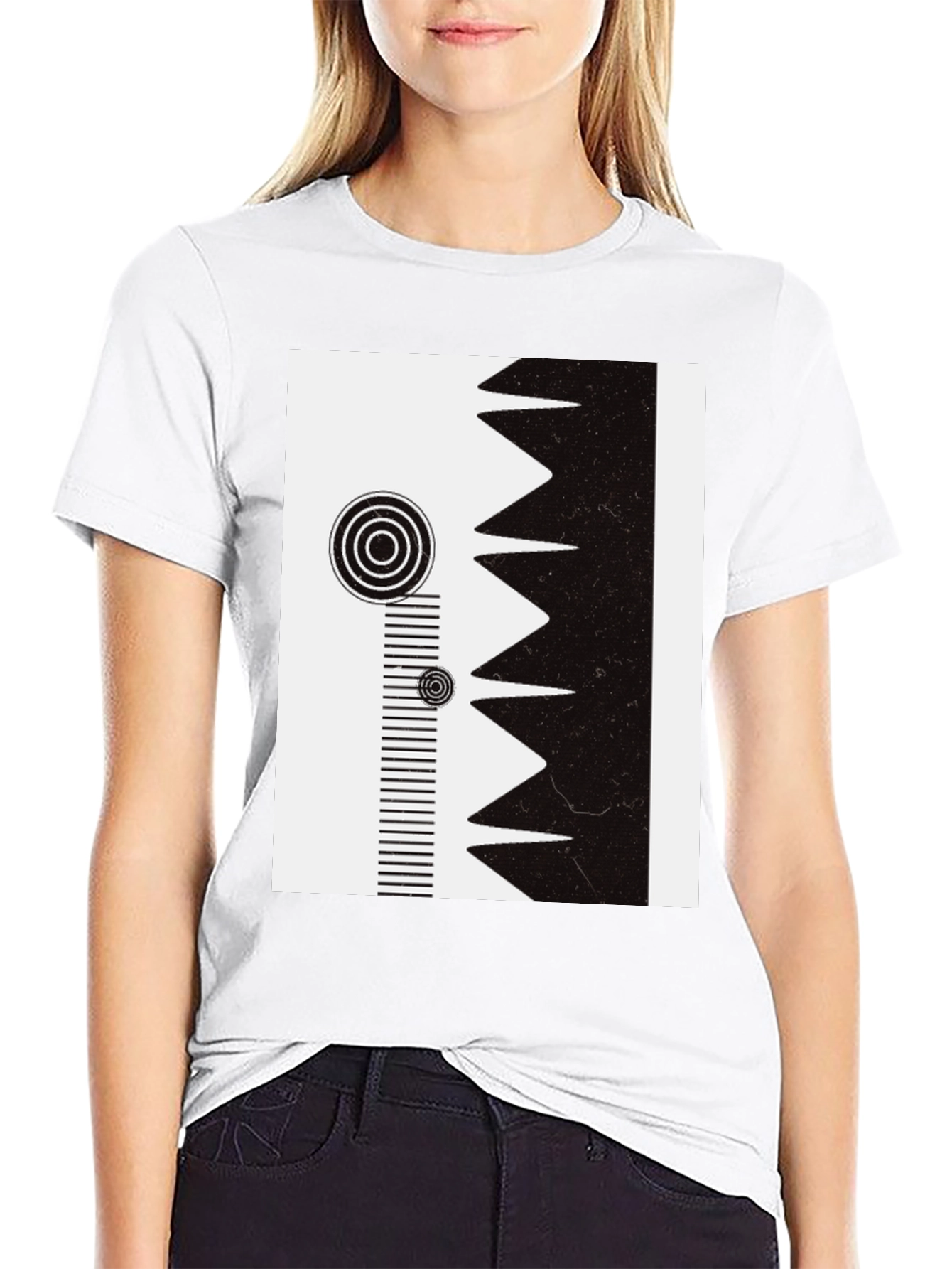 Geometric Print Tee - Modern Black & White Design