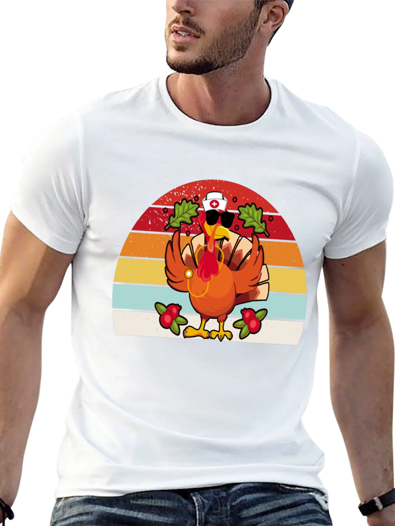 Thanksgiving Nurse Turkey T-Shirt