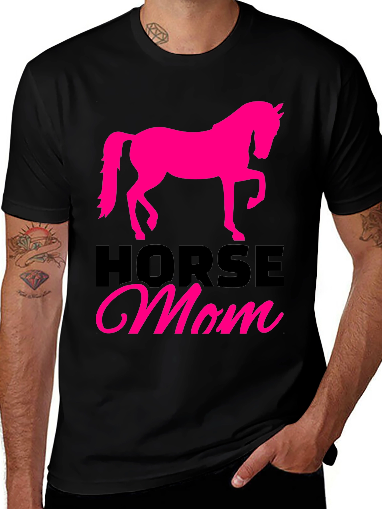Horse Mom Graphic Tee - Black