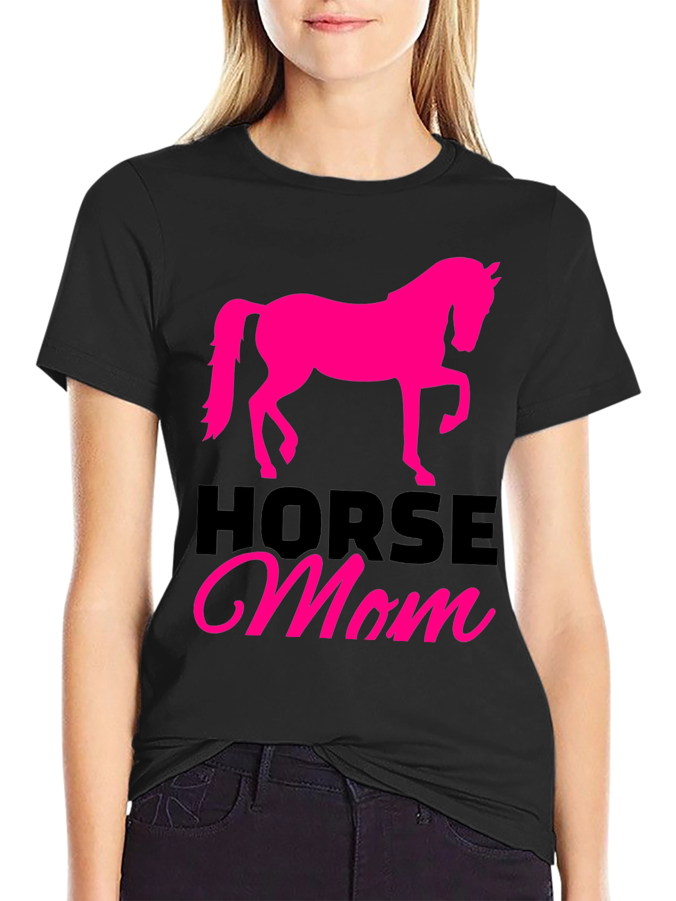 Horse Mom Graphic Tee - Black