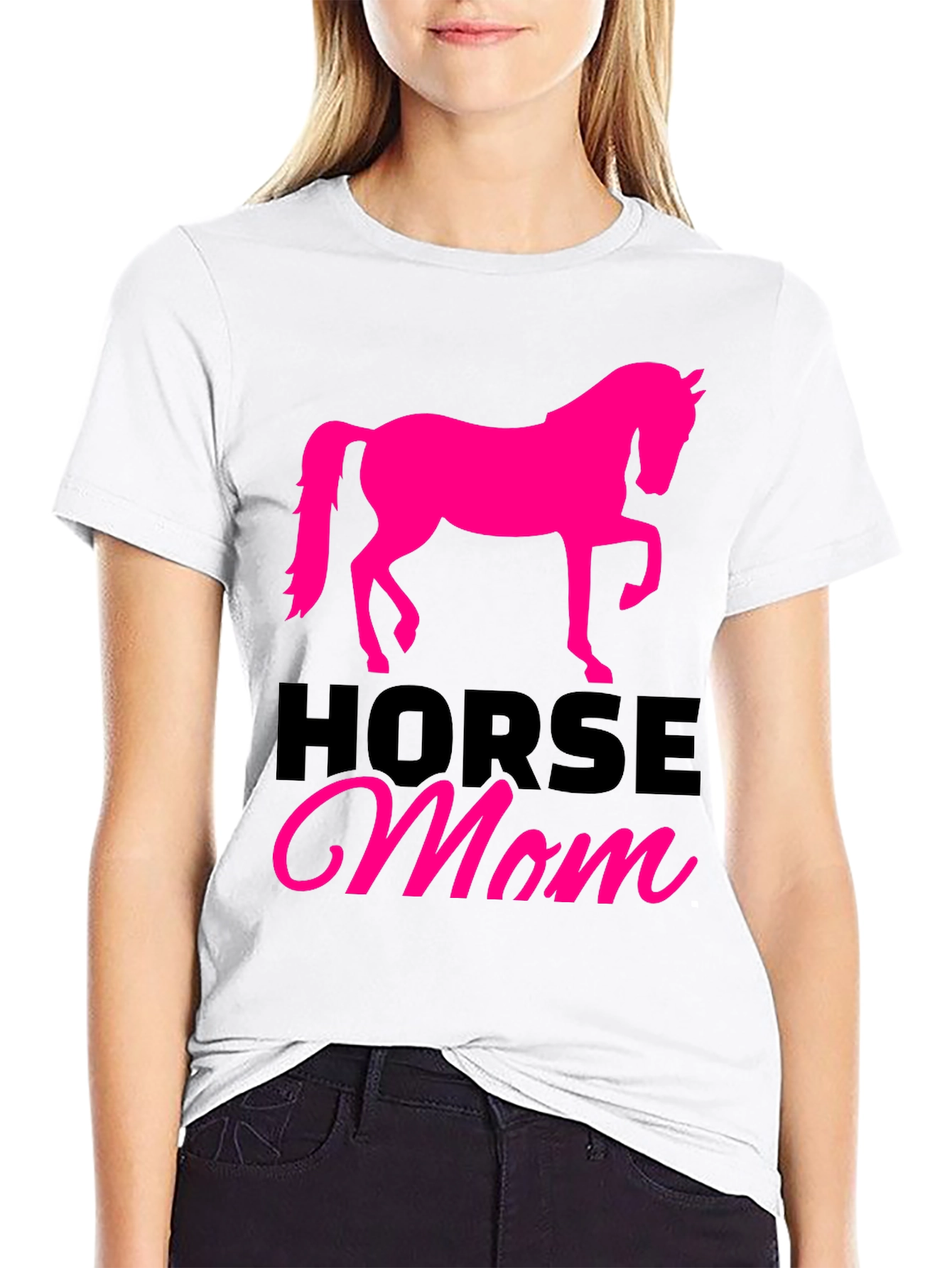 Horse Mom Graphic Tee - Black