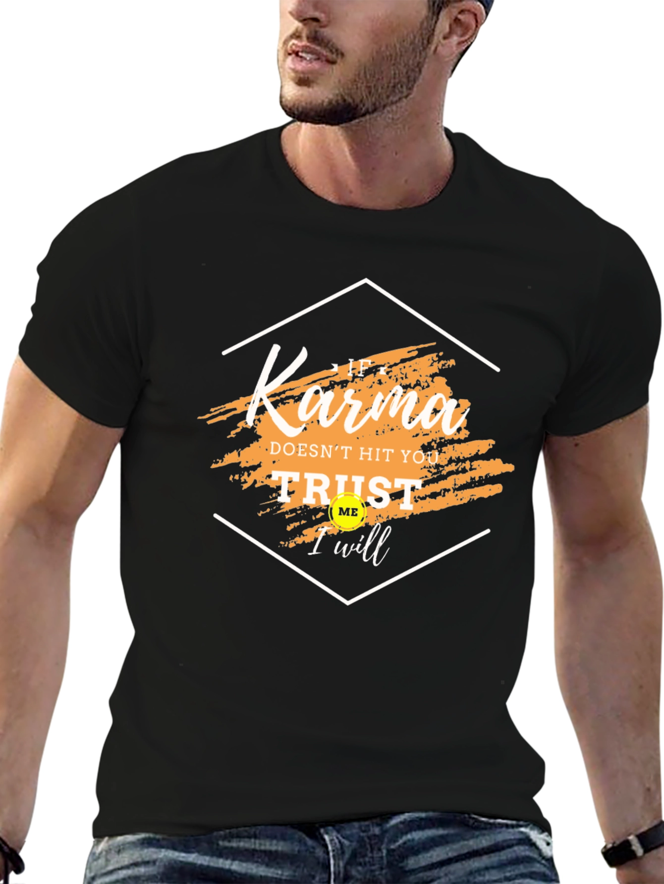 Karma Trust Me Graphic Tee - Trendy Black T-Shirt