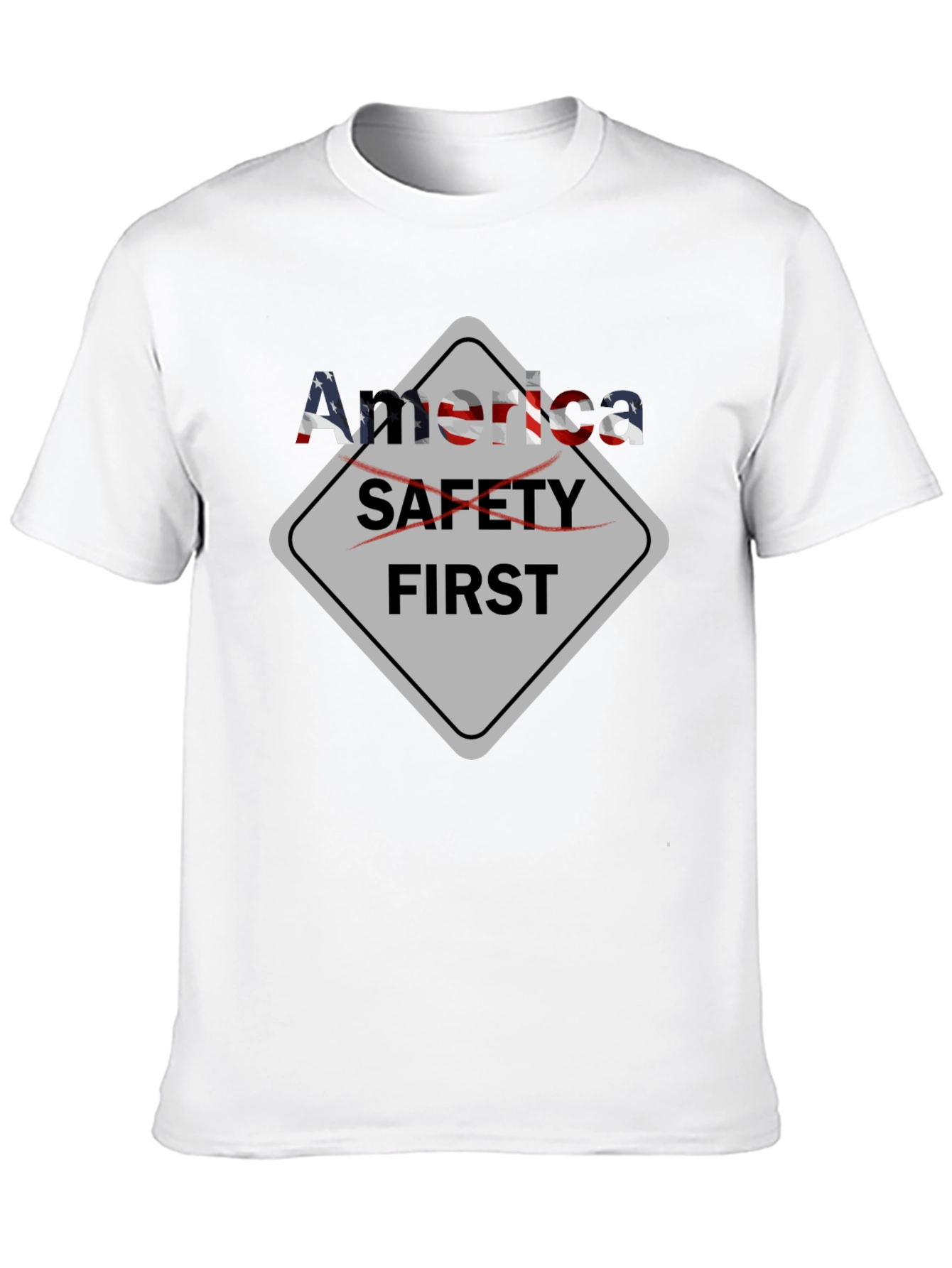 America Safety First Graphic Black T-Shirt