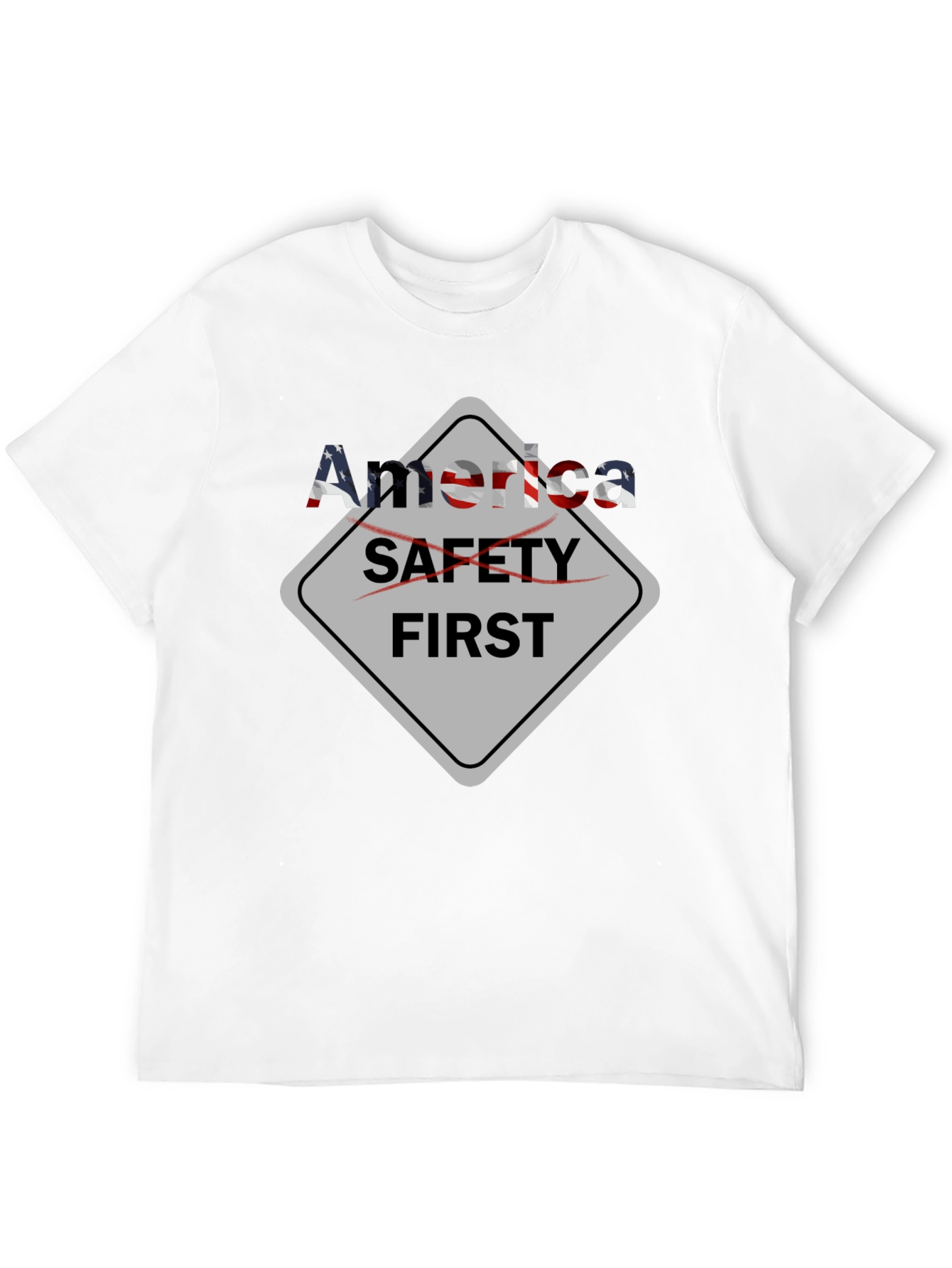America Safety First Graphic Black T-Shirt