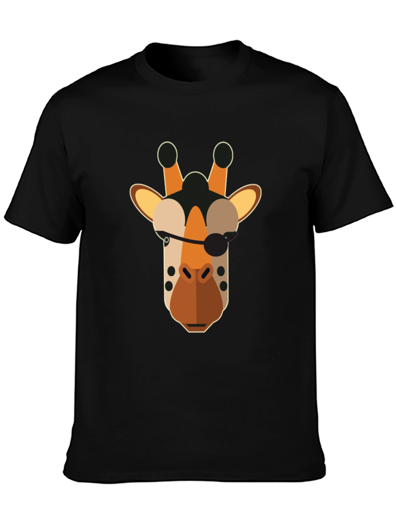 Pirate Giraffe Graphic Tee - Black Cotton T-Shirt