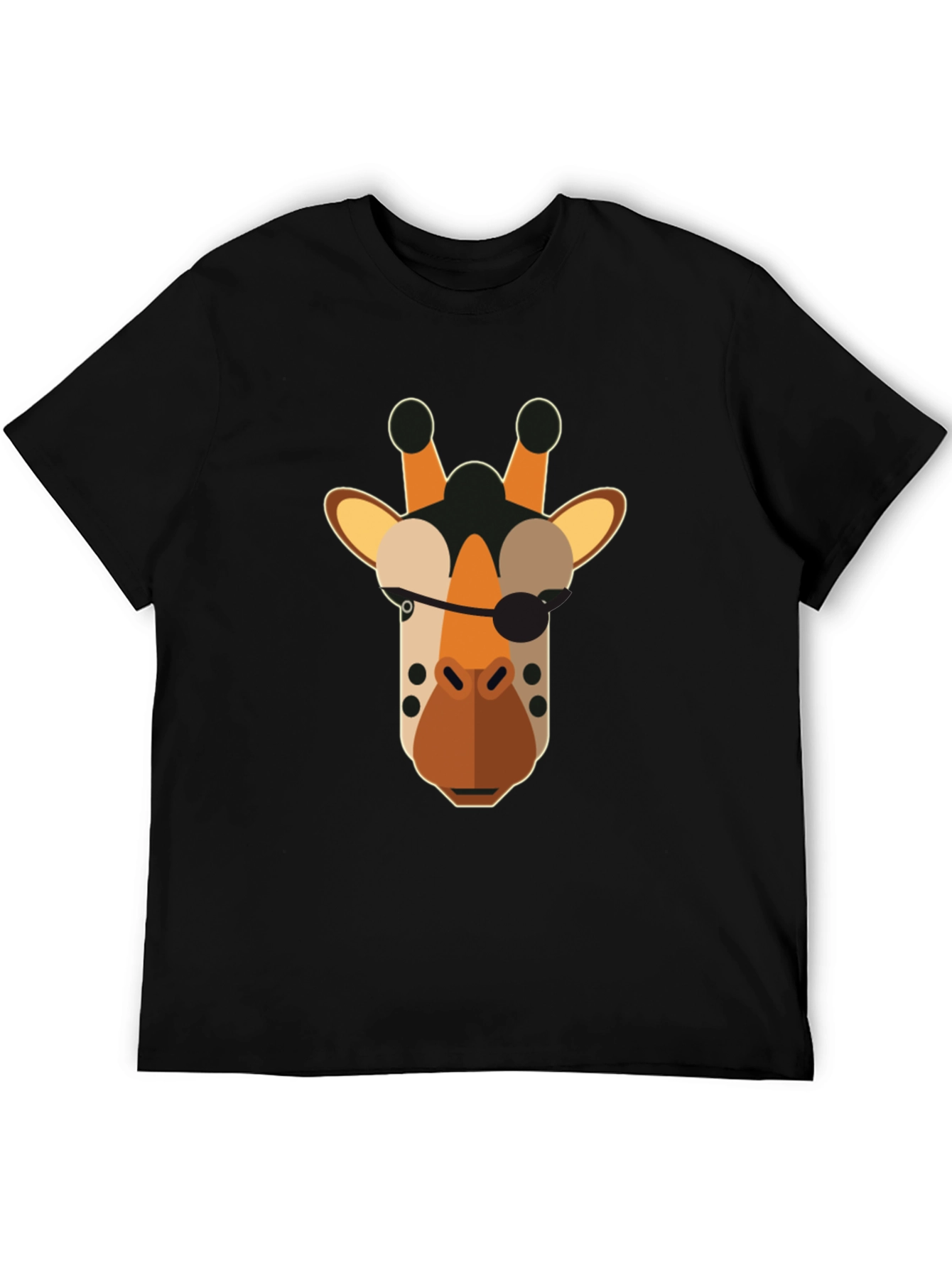 Pirate Giraffe Graphic Tee - Black Cotton T-Shirt