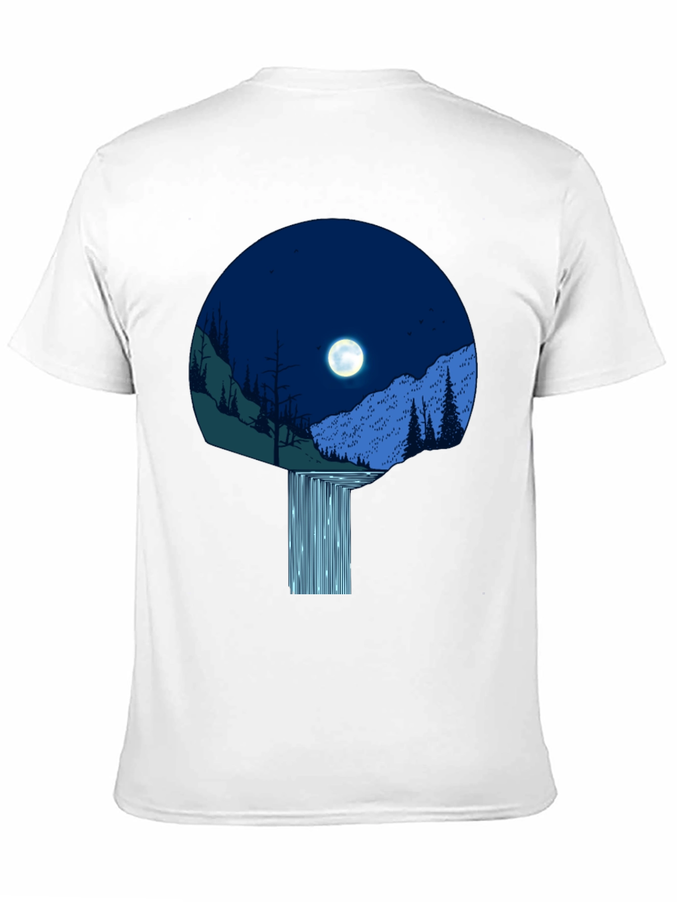Moonlit Waterfall Graphic Tee - Black