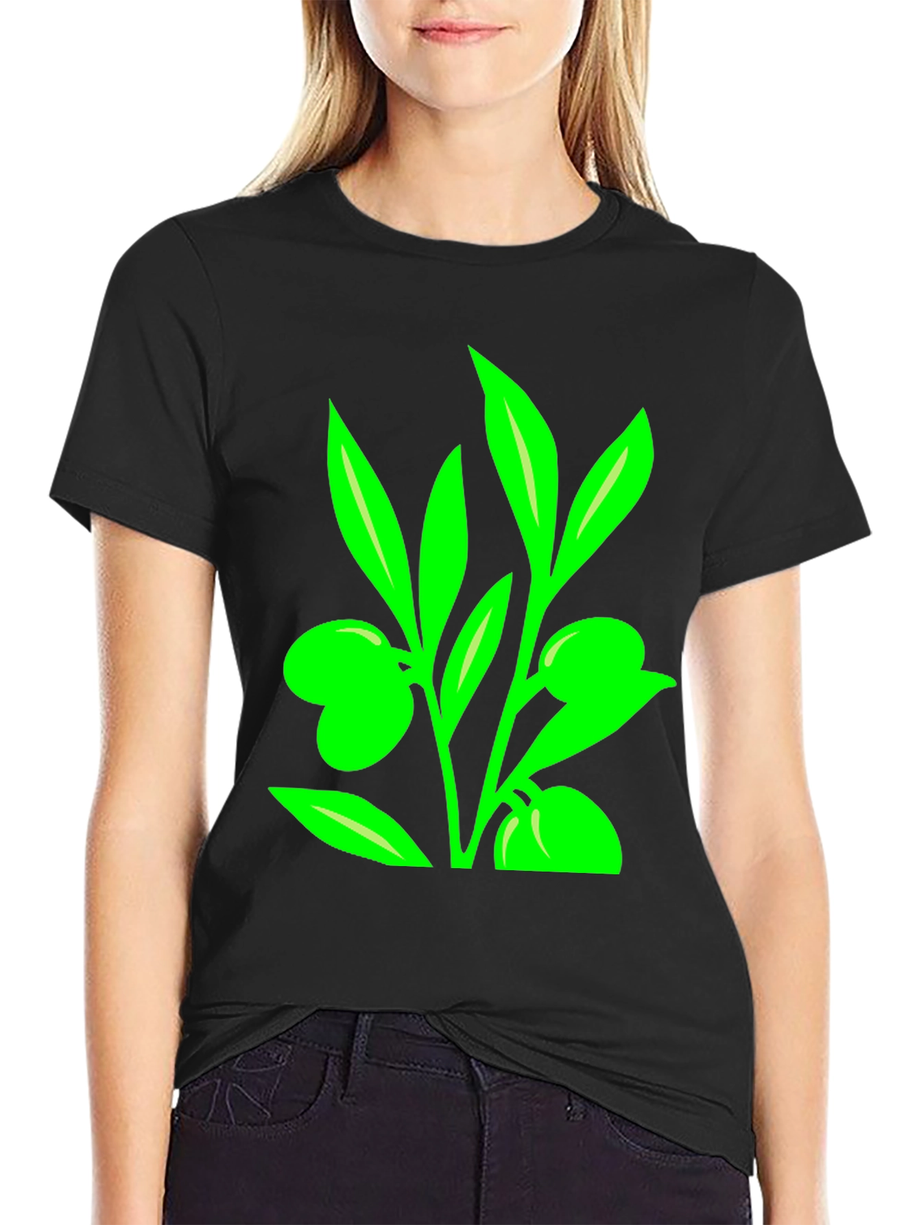 Olive Branch Graphic Tee - Modern Black T-Shirt