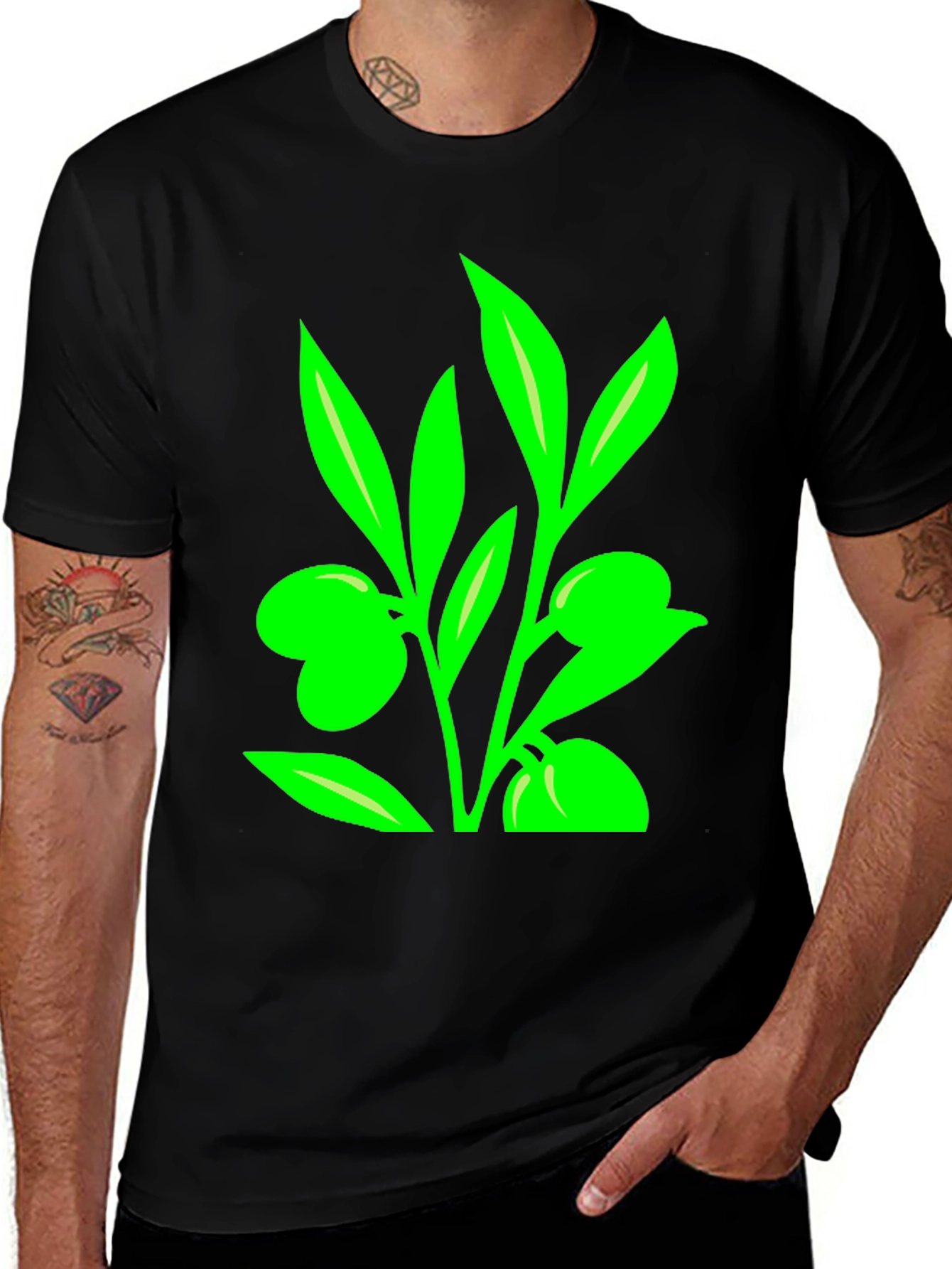 Olive Branch Graphic Tee - Modern Black T-Shirt