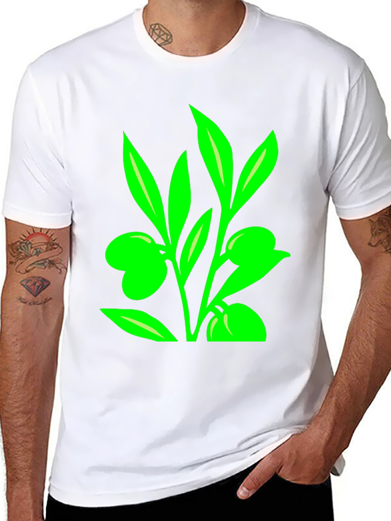 Olive Branch Graphic Tee - Modern Black T-Shirt