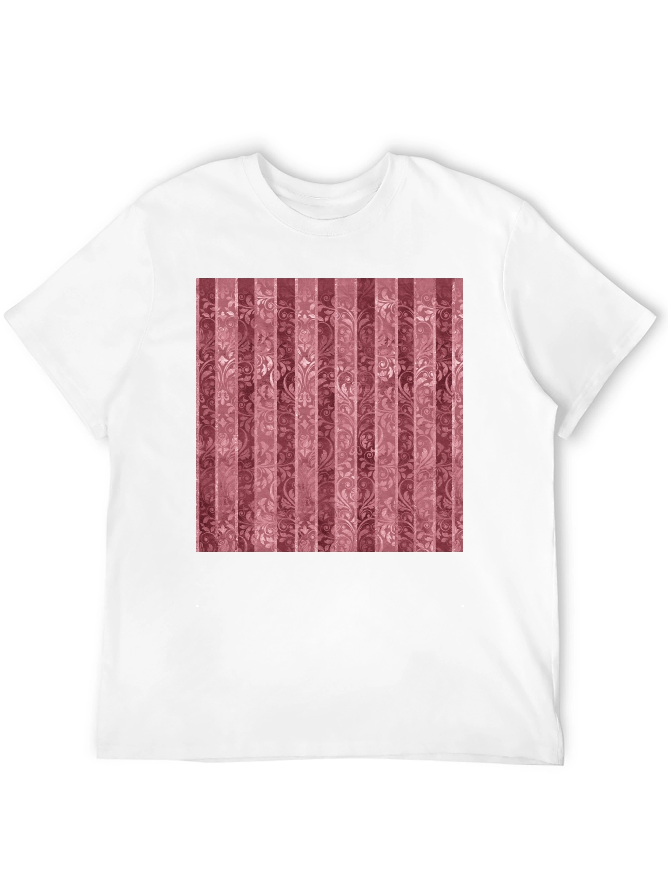 Striped Floral Pattern Black T-Shirt