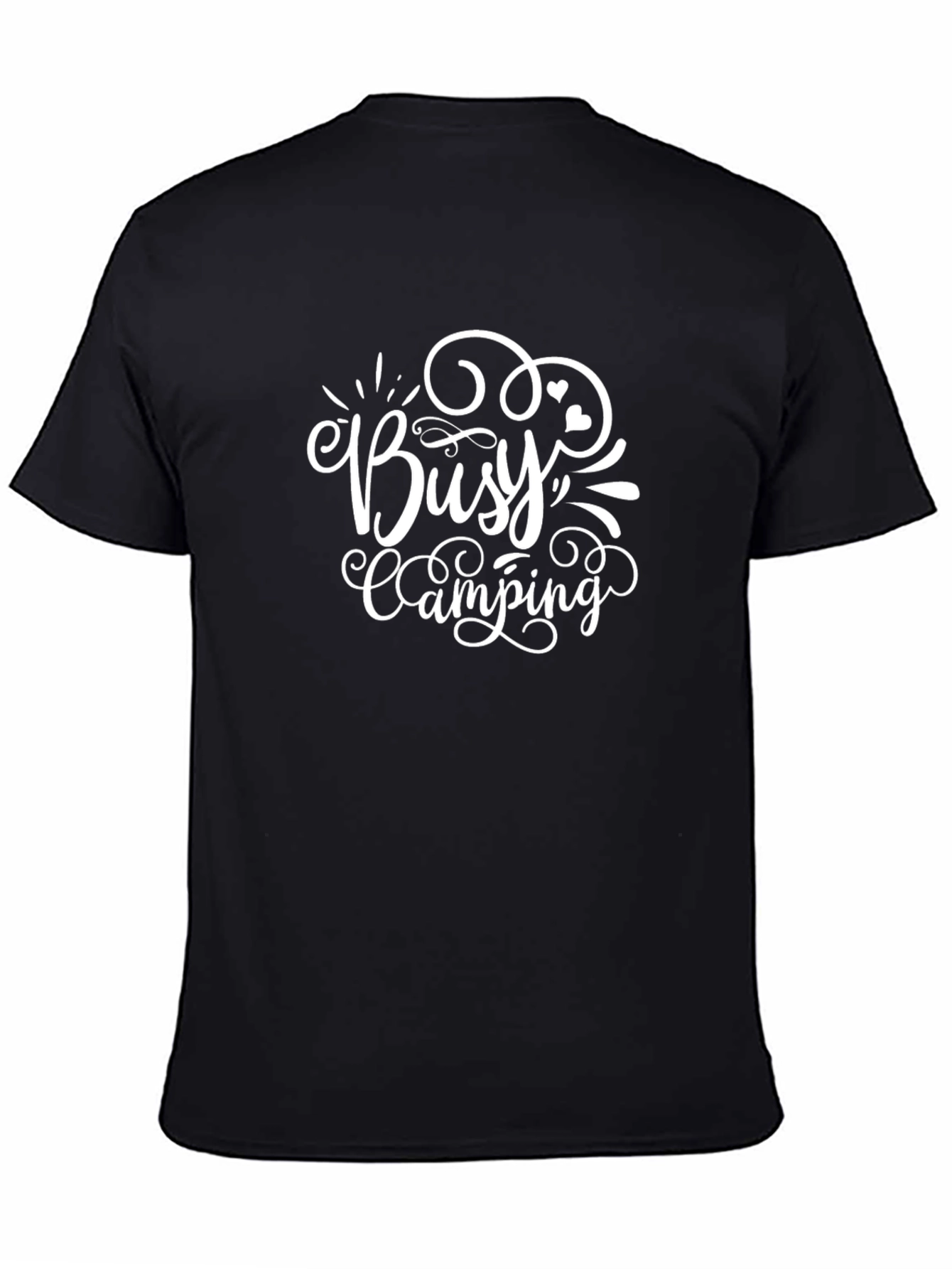 Busy Camping Graphic Tee - Black Cotton T-Shirt