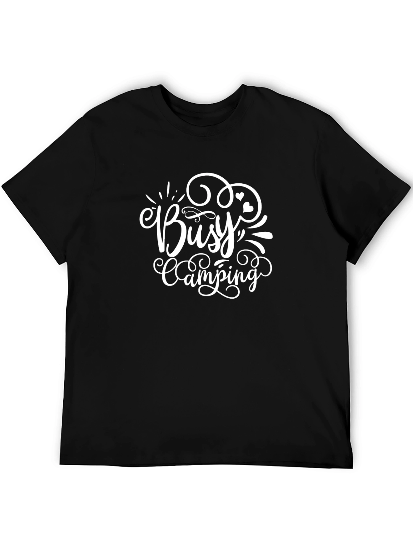 Busy Camping Graphic Tee - Black Cotton T-Shirt
