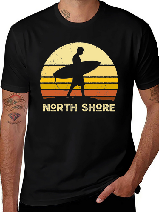 North Shore Surfer Sunset Graphic Tee - Black
