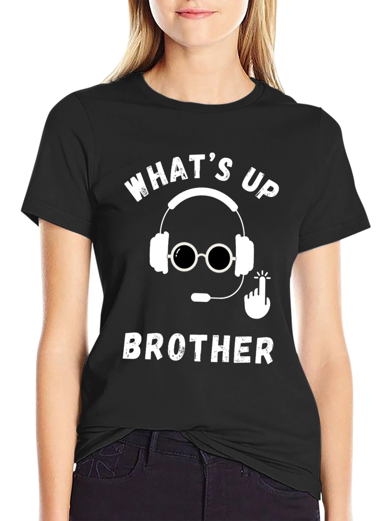 Whats Up Brother Gamer Black Tee
