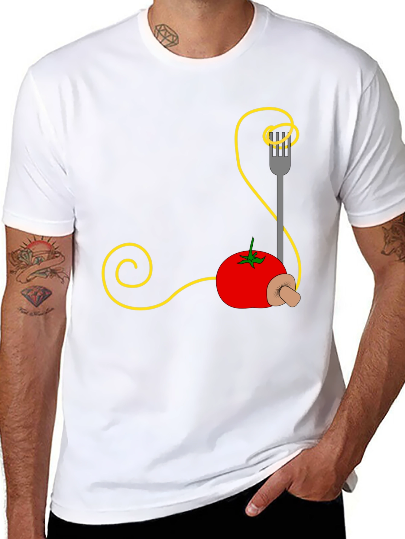 Spaghetti Tomato Graphic Tee - Quirky Foodie Fashion