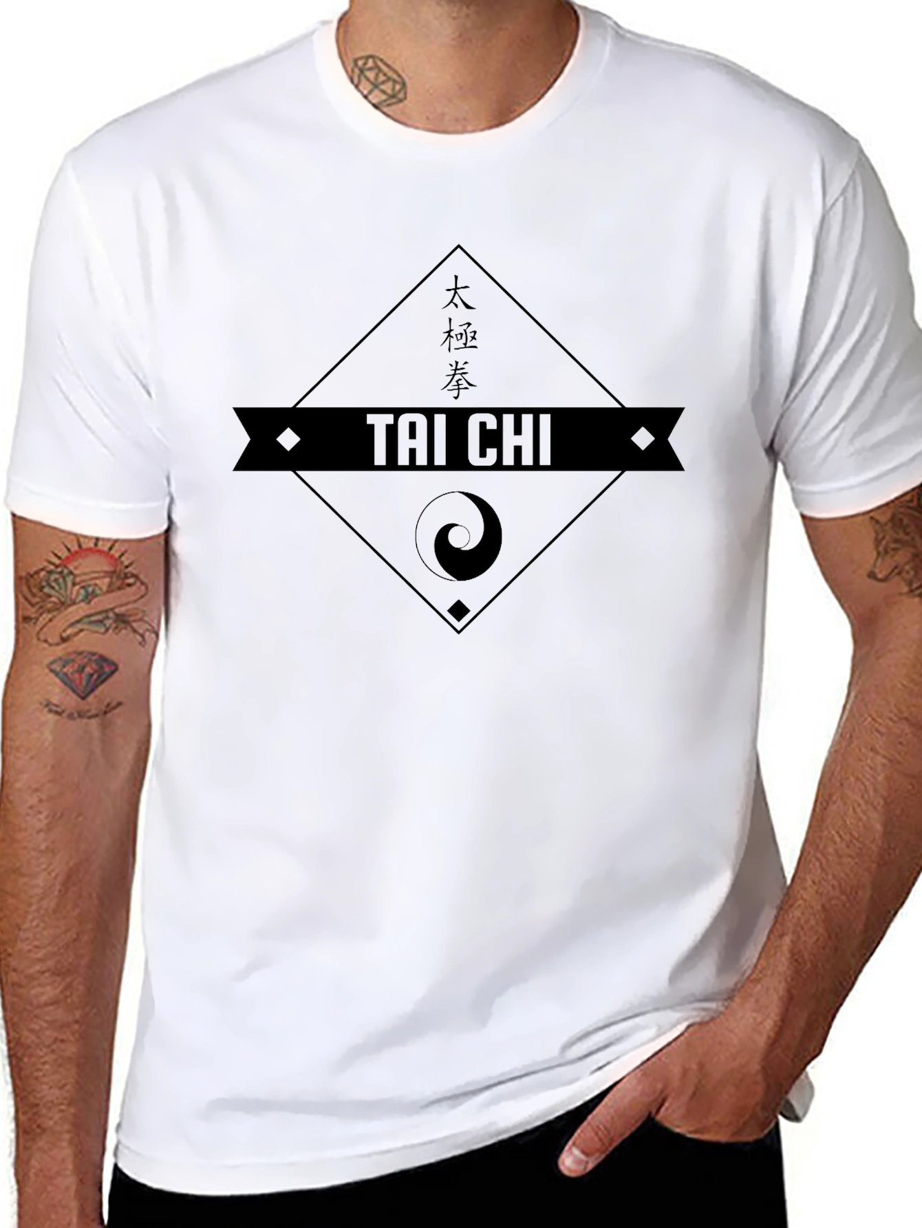 Tai Chi Graphic Tee - Black Cotton T-Shirt