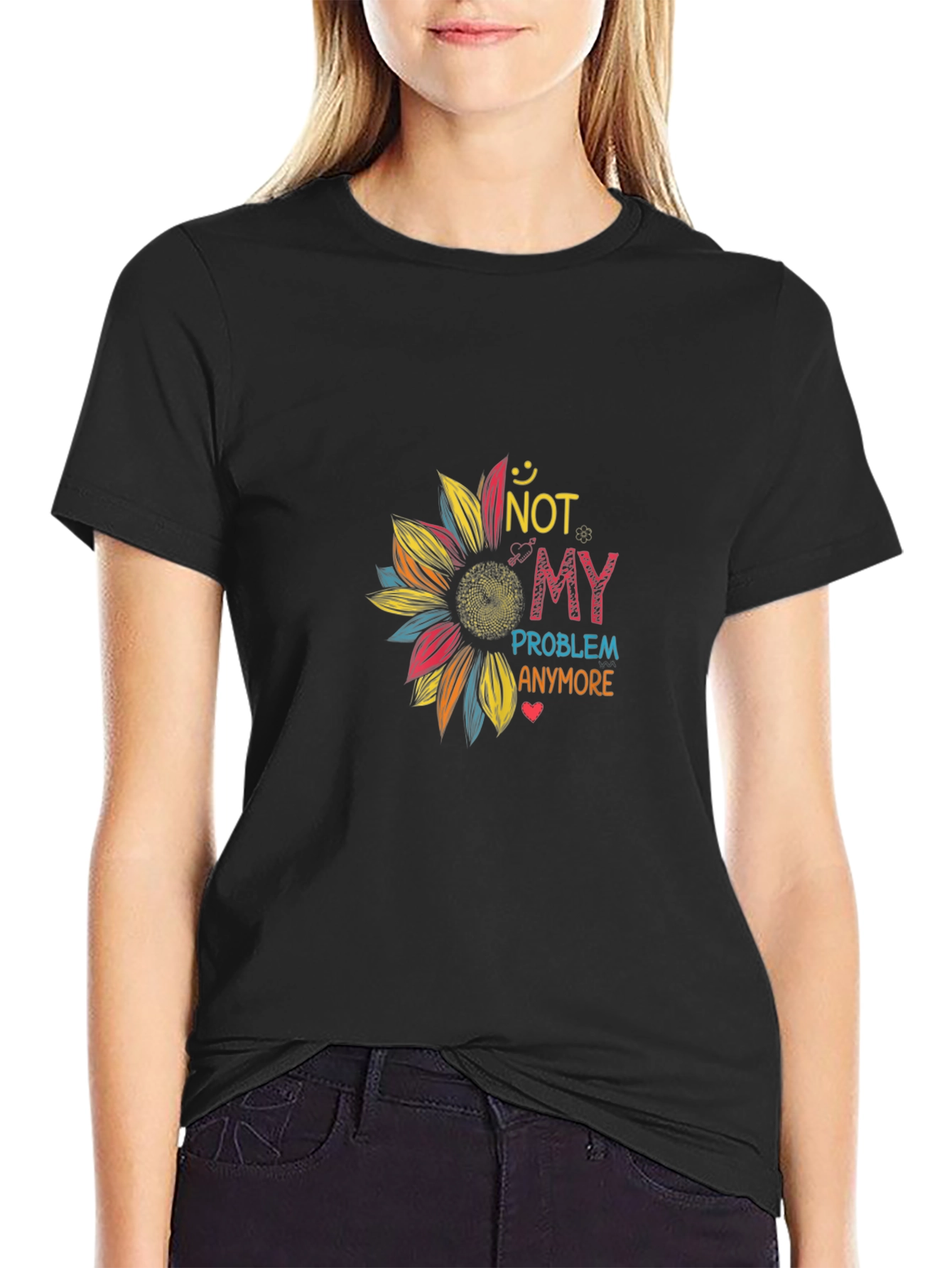 Not My Problem Anymore Graphic Sunflower Tee