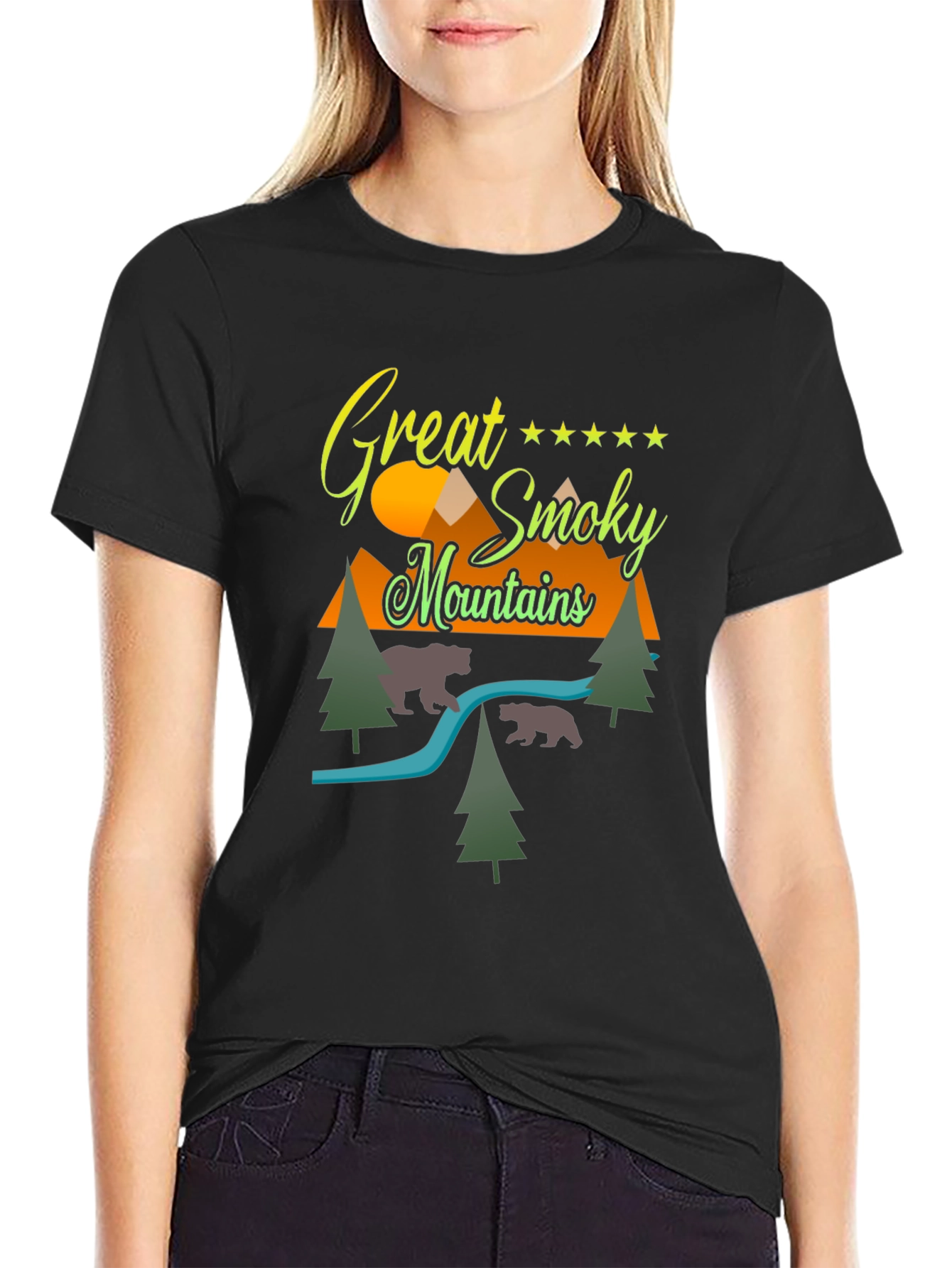 Great Smoky Mountains Graphic Tee - Black Cotton Blend