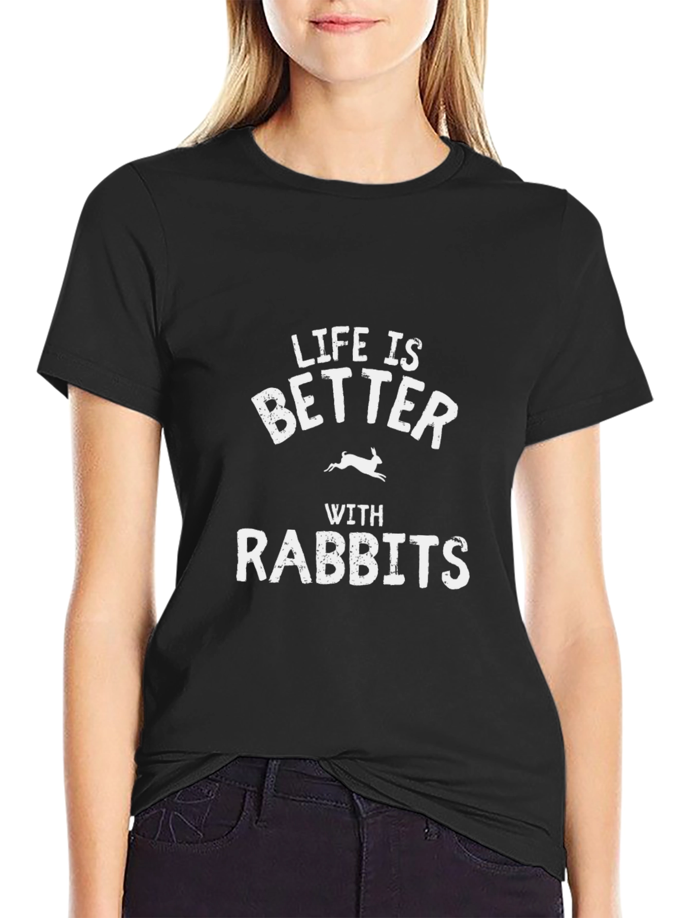 Life is Better with Rabbits Black Tee