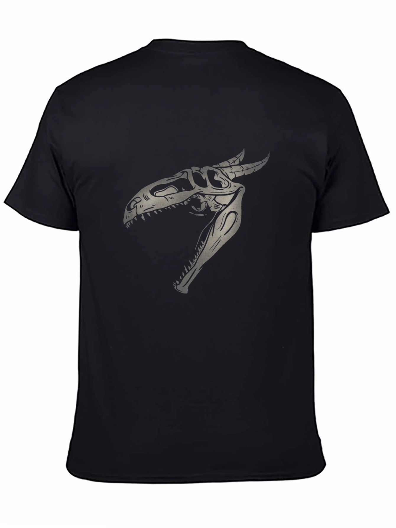 Dinosaur Skull Graphic Print Black T-Shirt