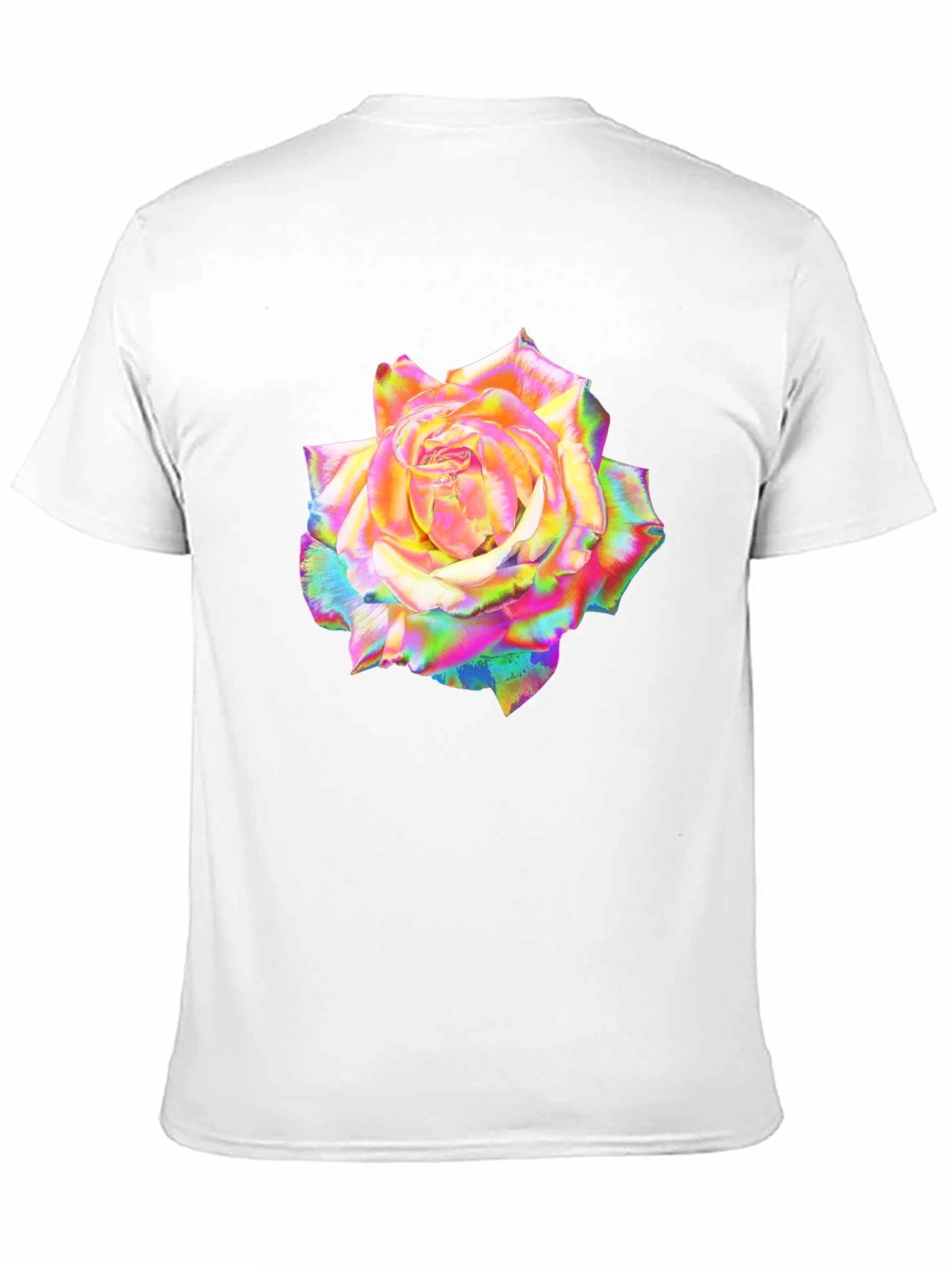 Rainbow Rose Graphic Black T-Shirt