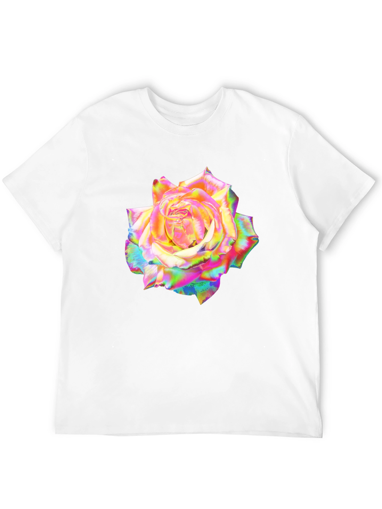 Rainbow Rose Graphic Black T-Shirt