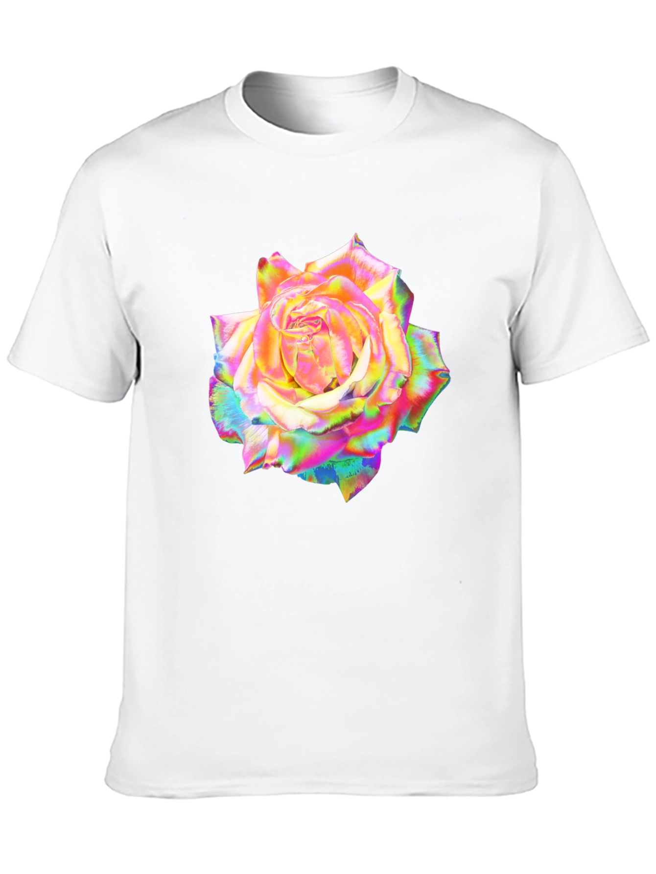 Rainbow Rose Graphic Black T-Shirt