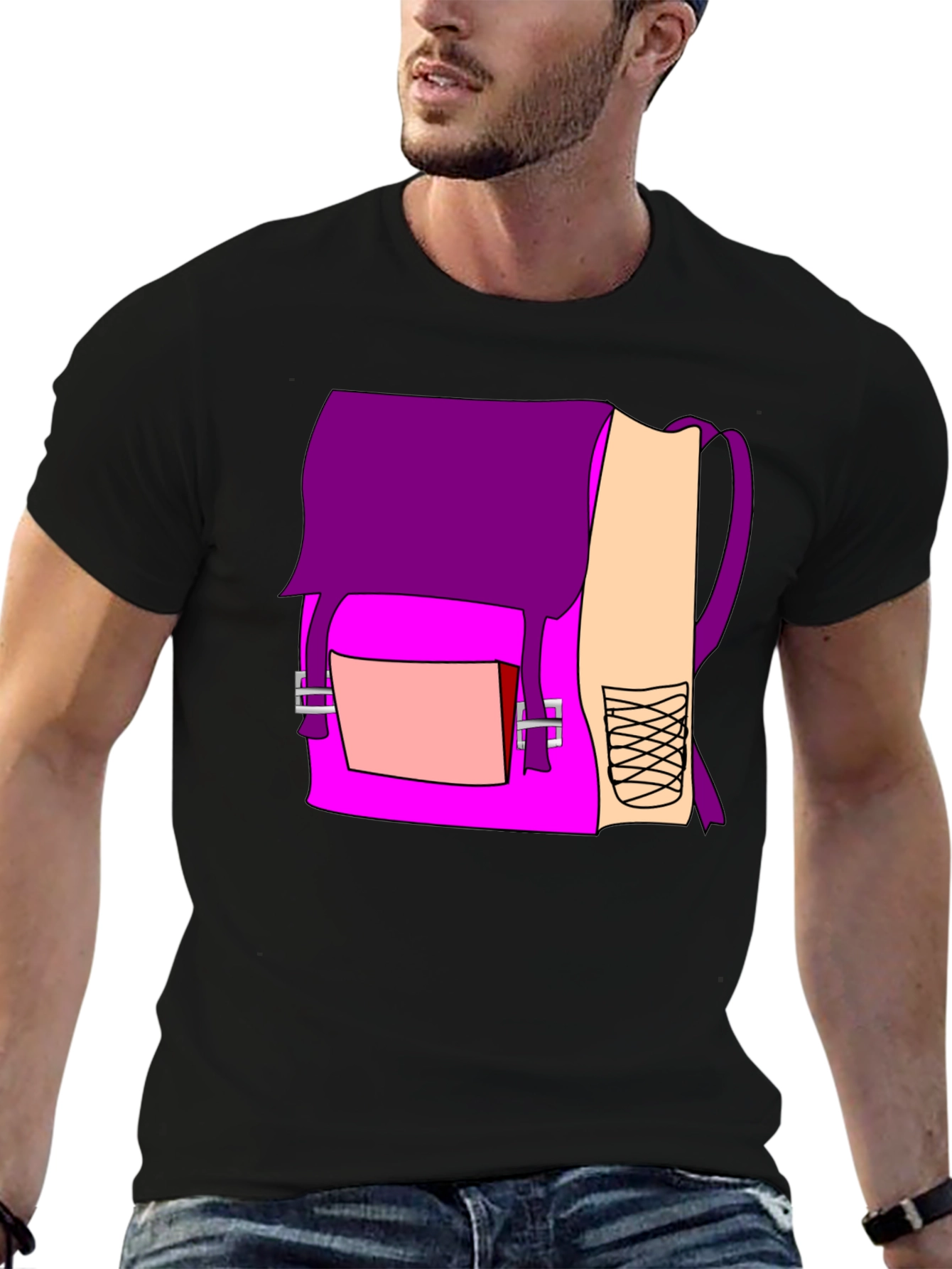 Backpack Graphic Black T-Shirt