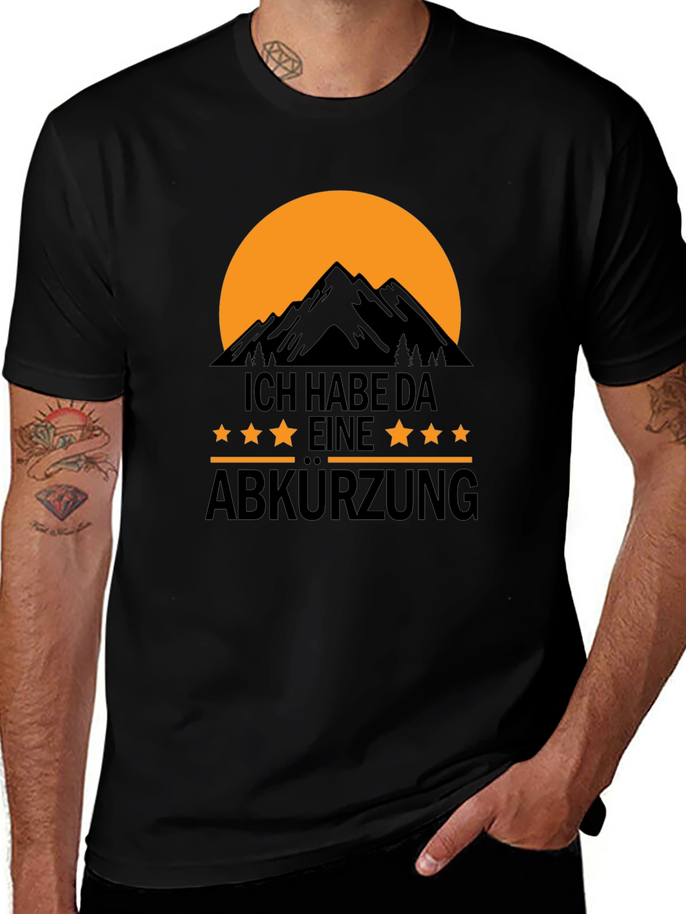 Black T-Shirt: I Have A Shortcut Mountain Design