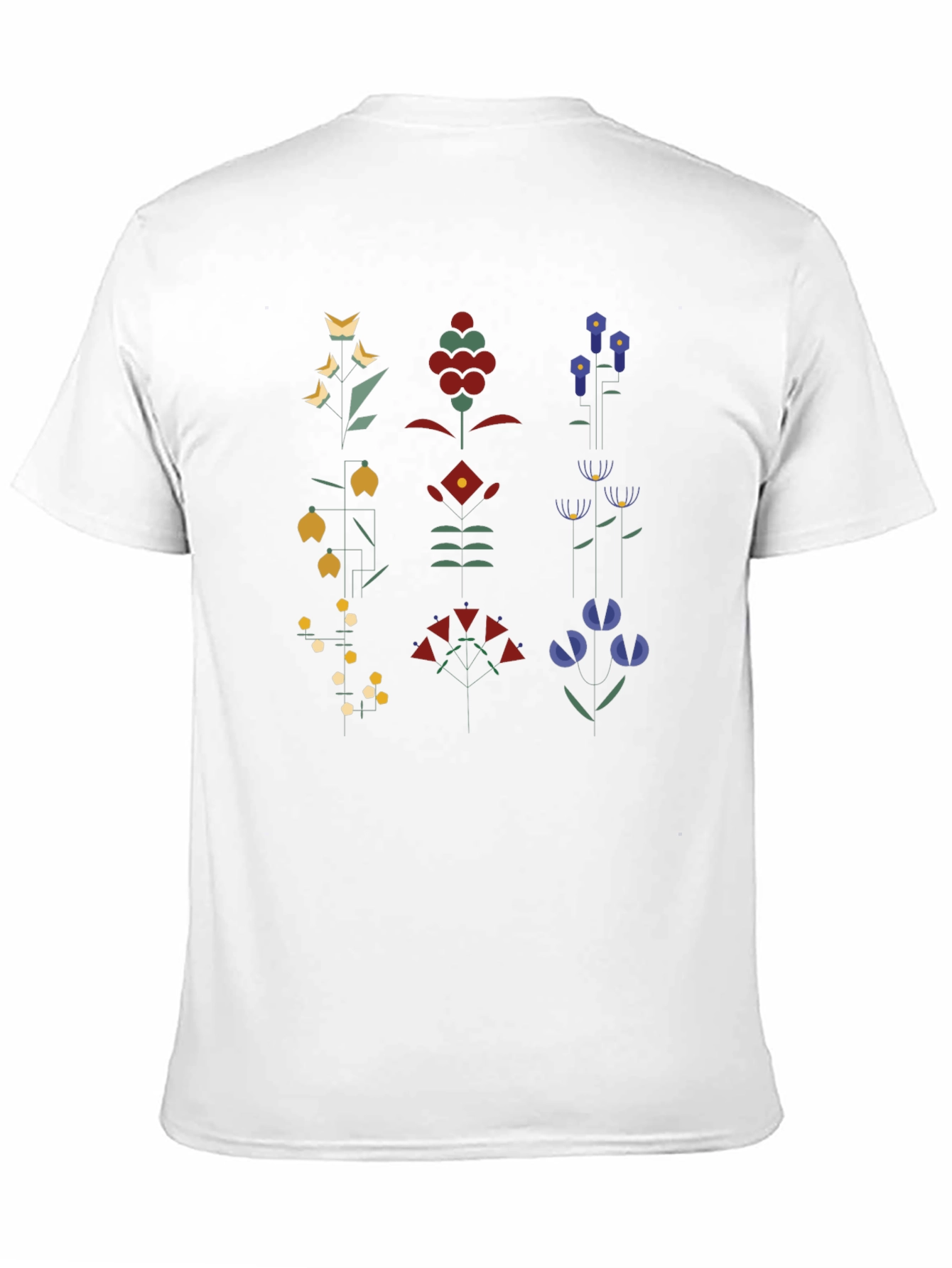 Geometric Floral Print Black T-Shirt