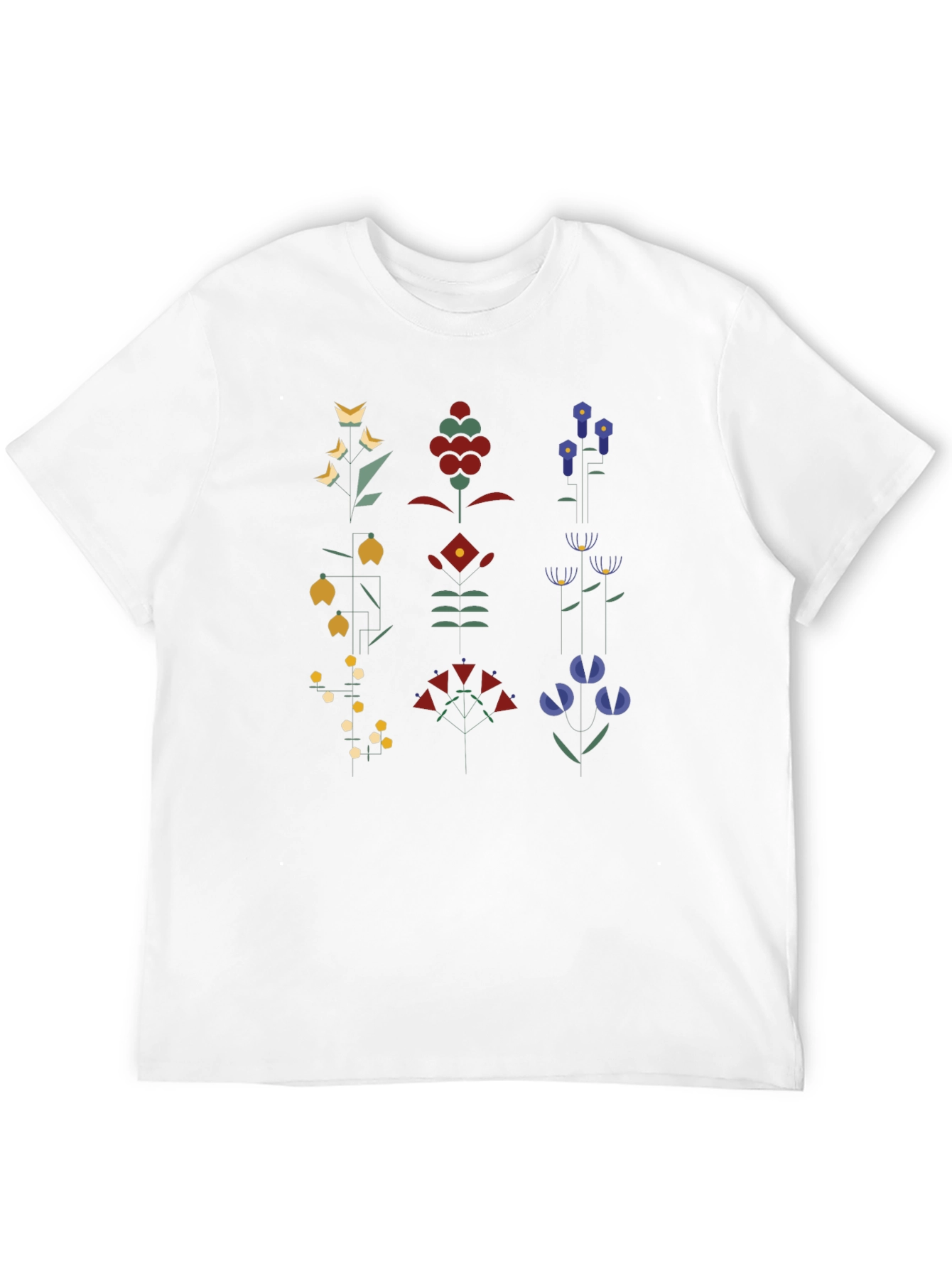 Geometric Floral Print Black T-Shirt