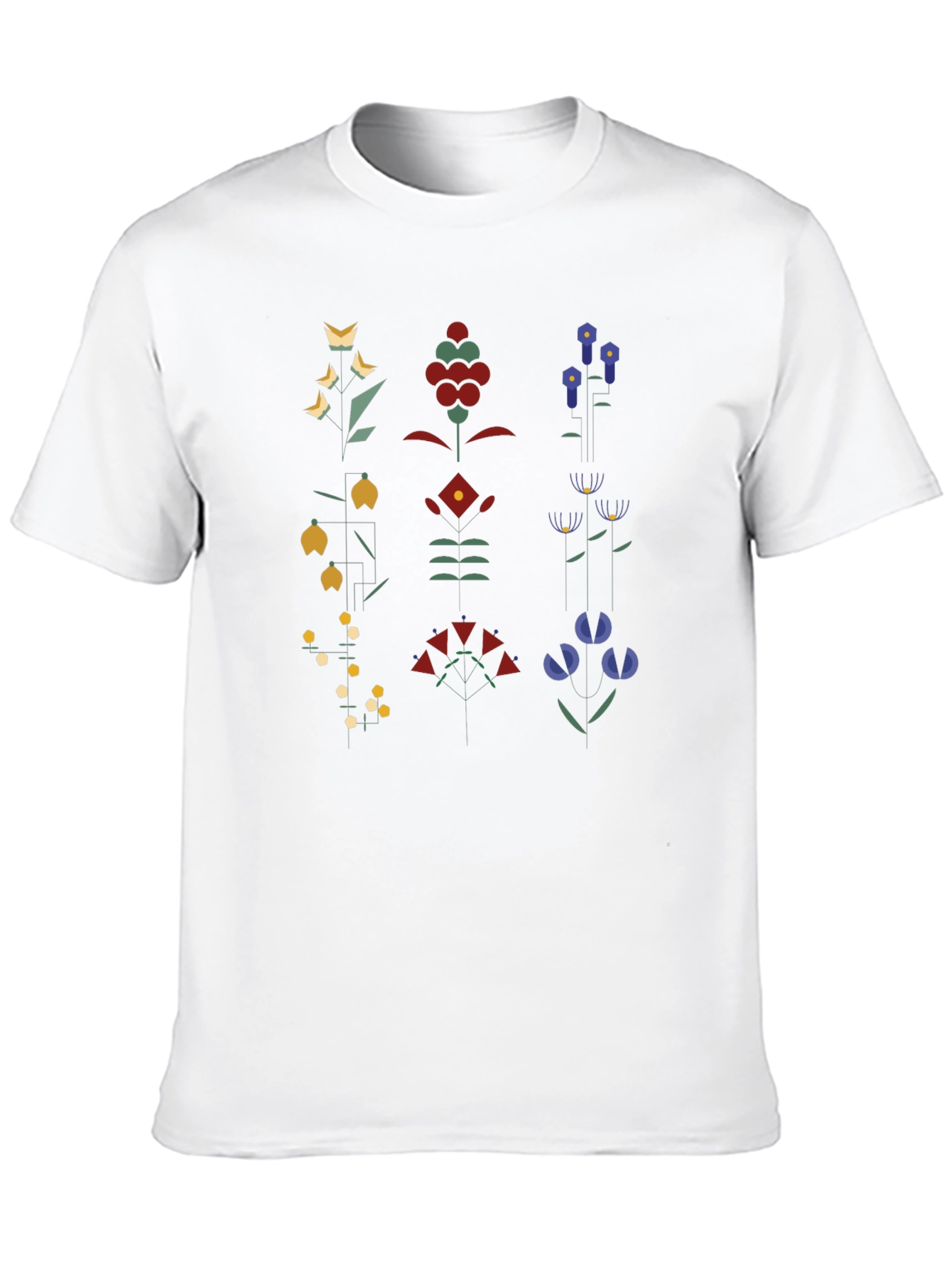 Geometric Floral Print Black T-Shirt