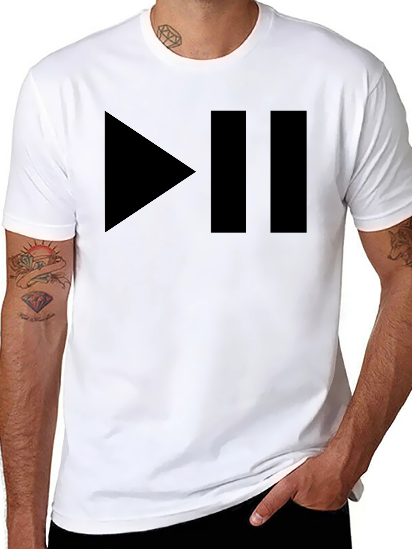 Play/Pause Black Graphic T-Shirt - Music Lover Tee