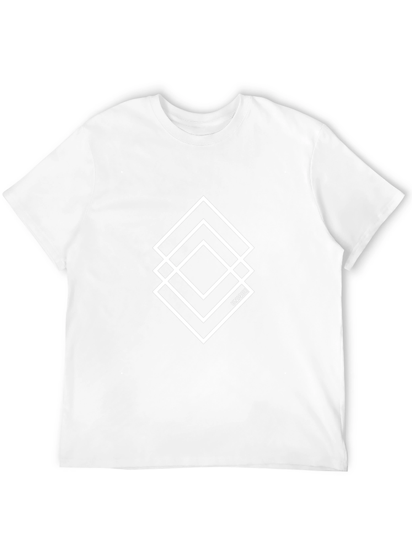 Unique Geometric Square Design Black T-Shirt