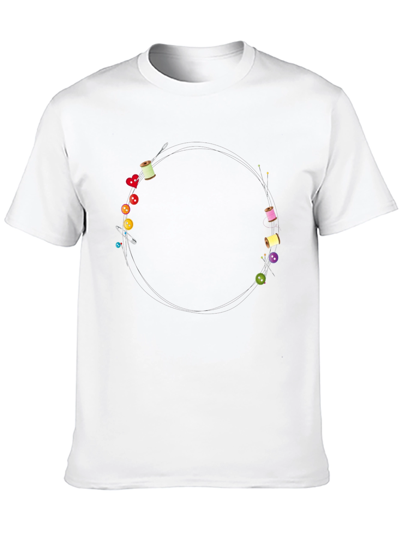 Sewing Design Black T-Shirt