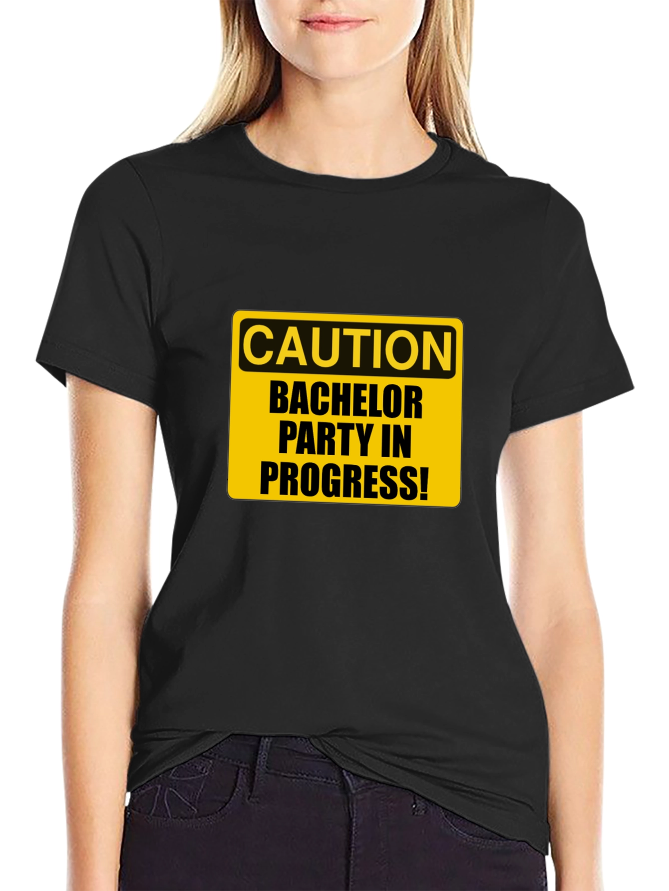 Caution Bachelor Party in Progress Black T-Shirt