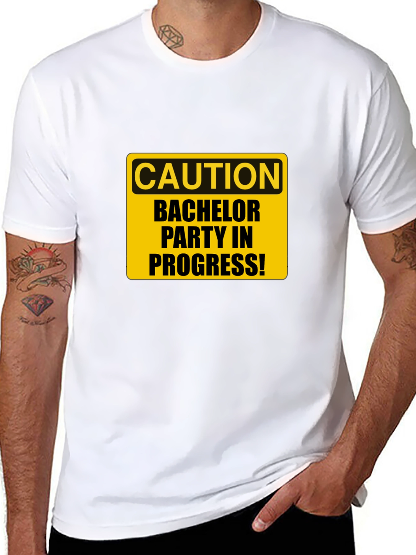 Caution Bachelor Party in Progress Black T-Shirt