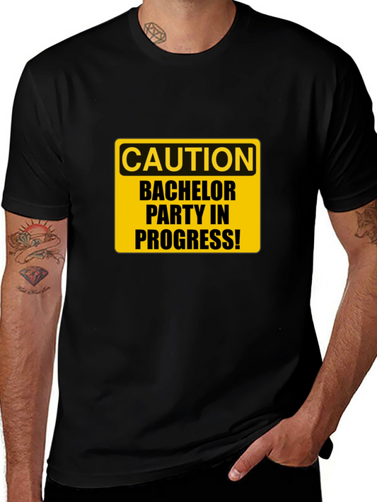 Caution Bachelor Party in Progress Black T-Shirt