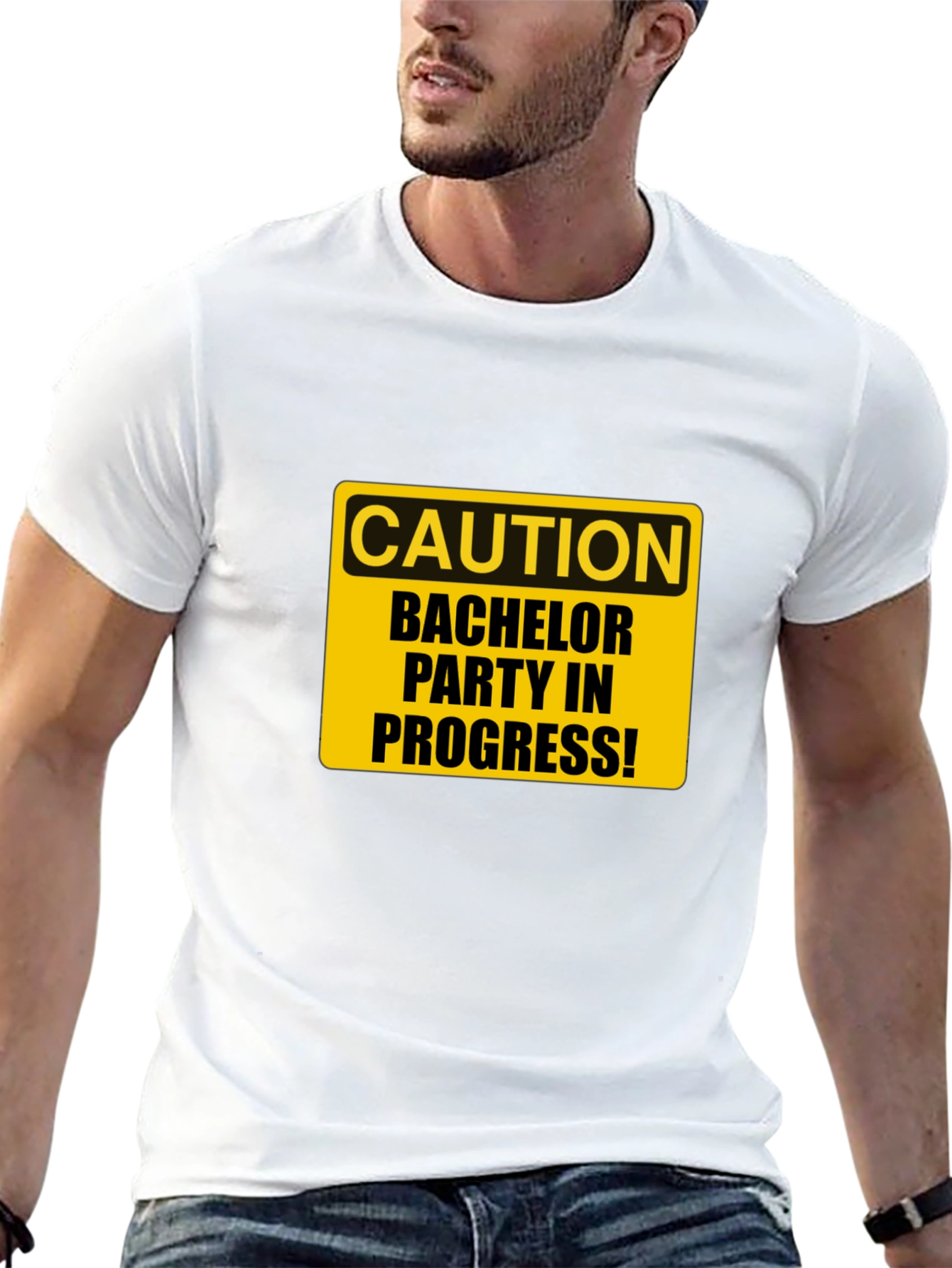 Caution Bachelor Party in Progress Black T-Shirt