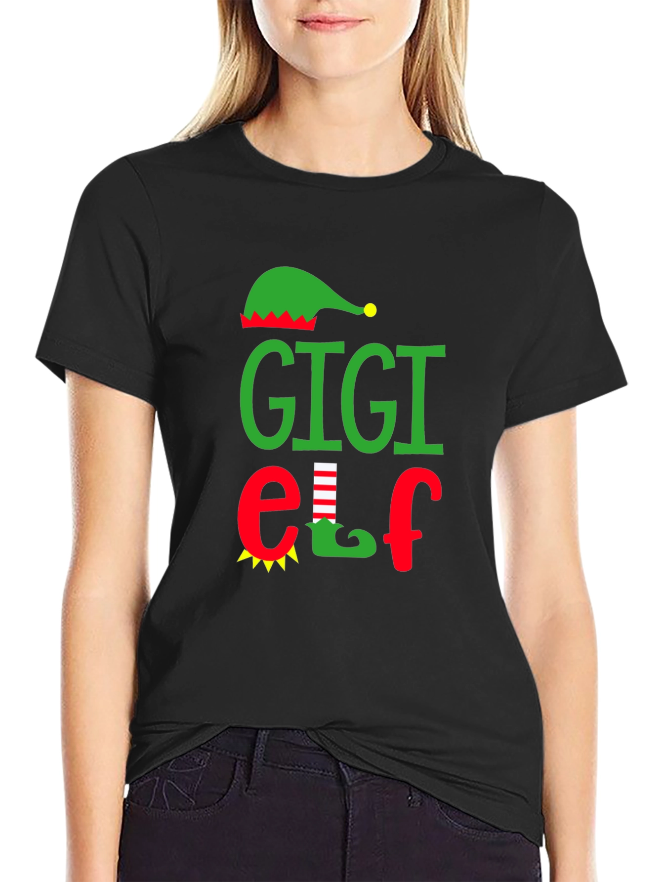 Gigi Elf Graphic Tee - Holiday Family Matching Shirt